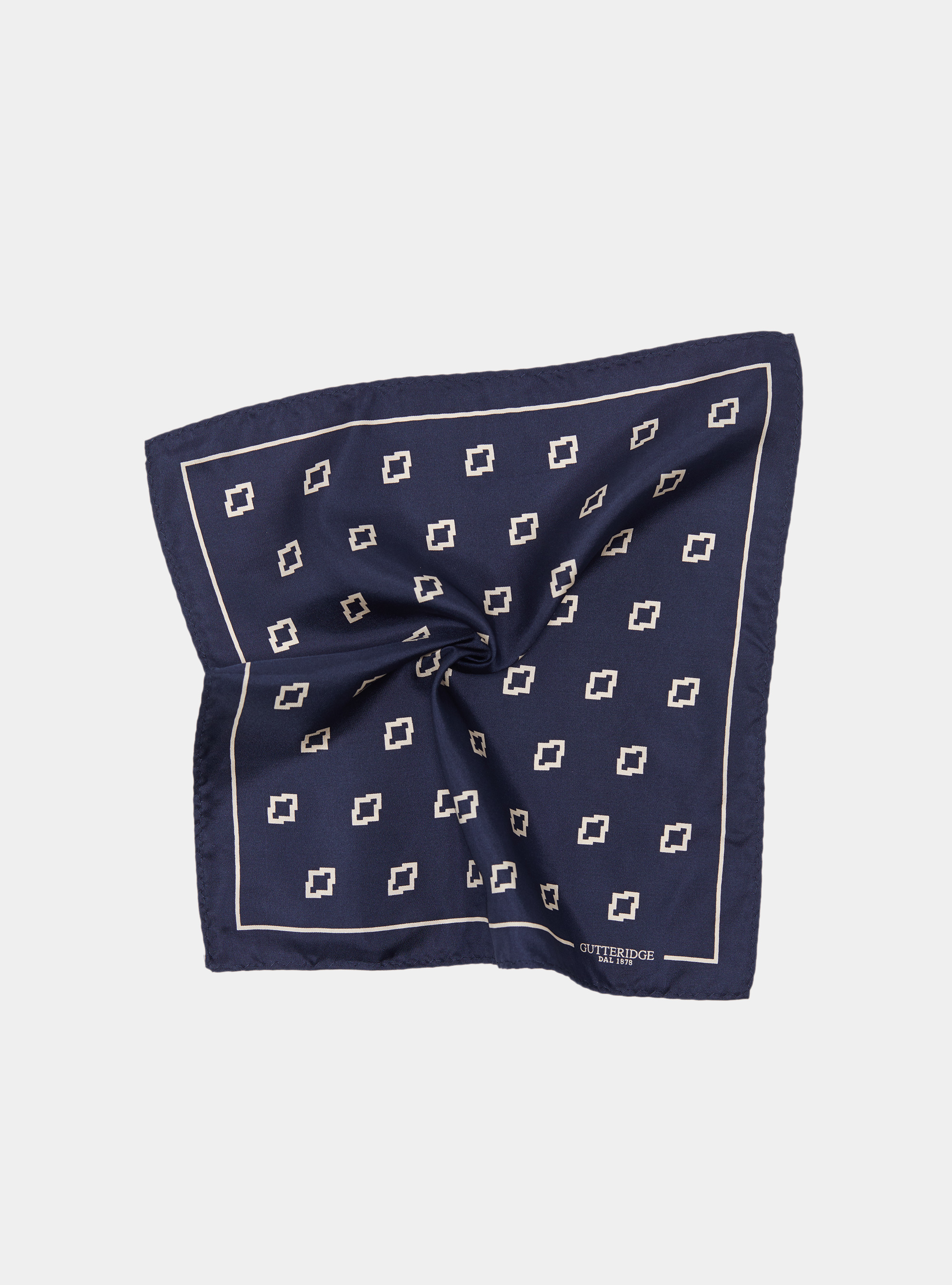 Pochette etnica in seta stampata, BLU NAVY