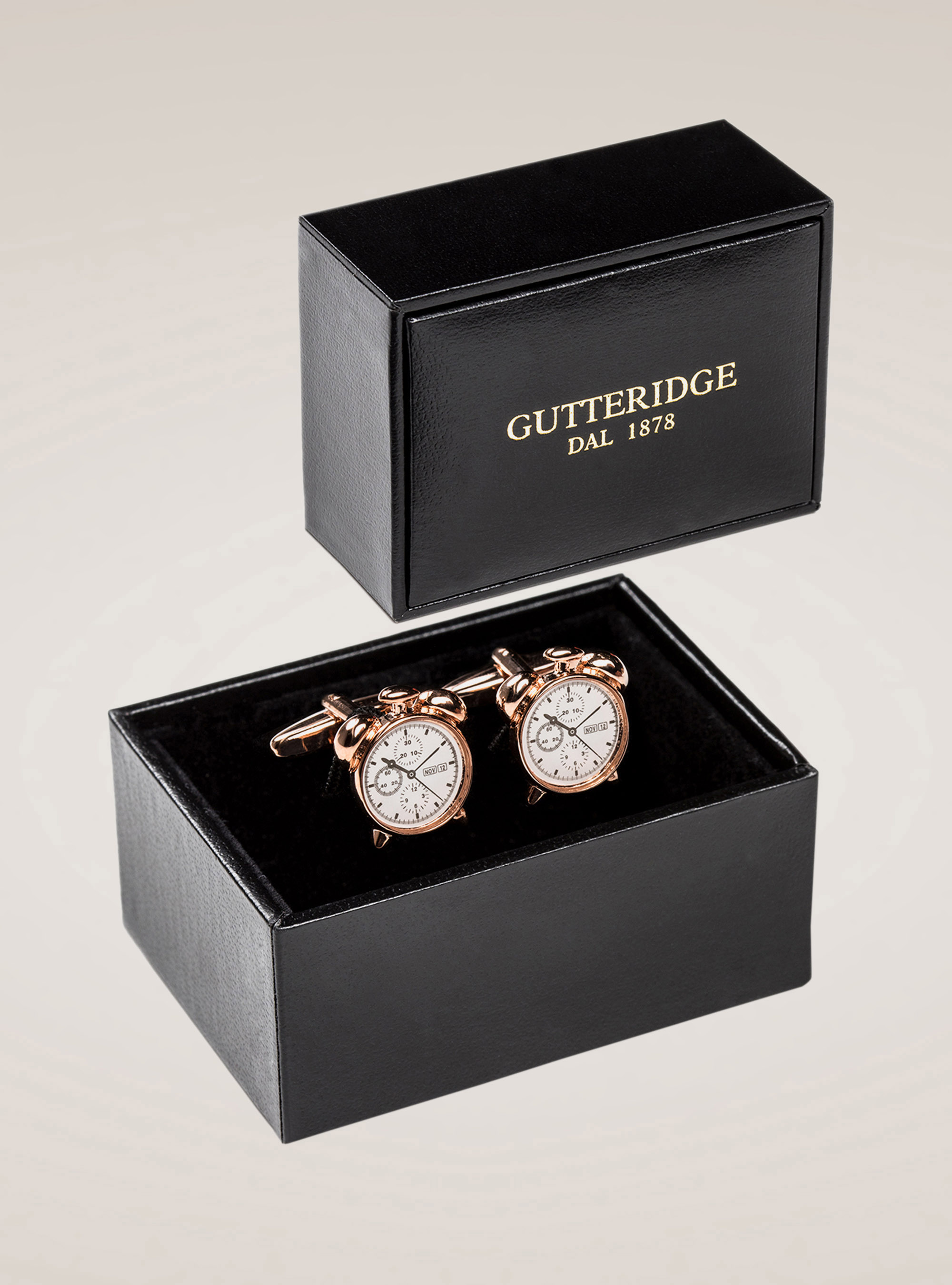 Alarm clock cufflinks, ACCIAIO 371C