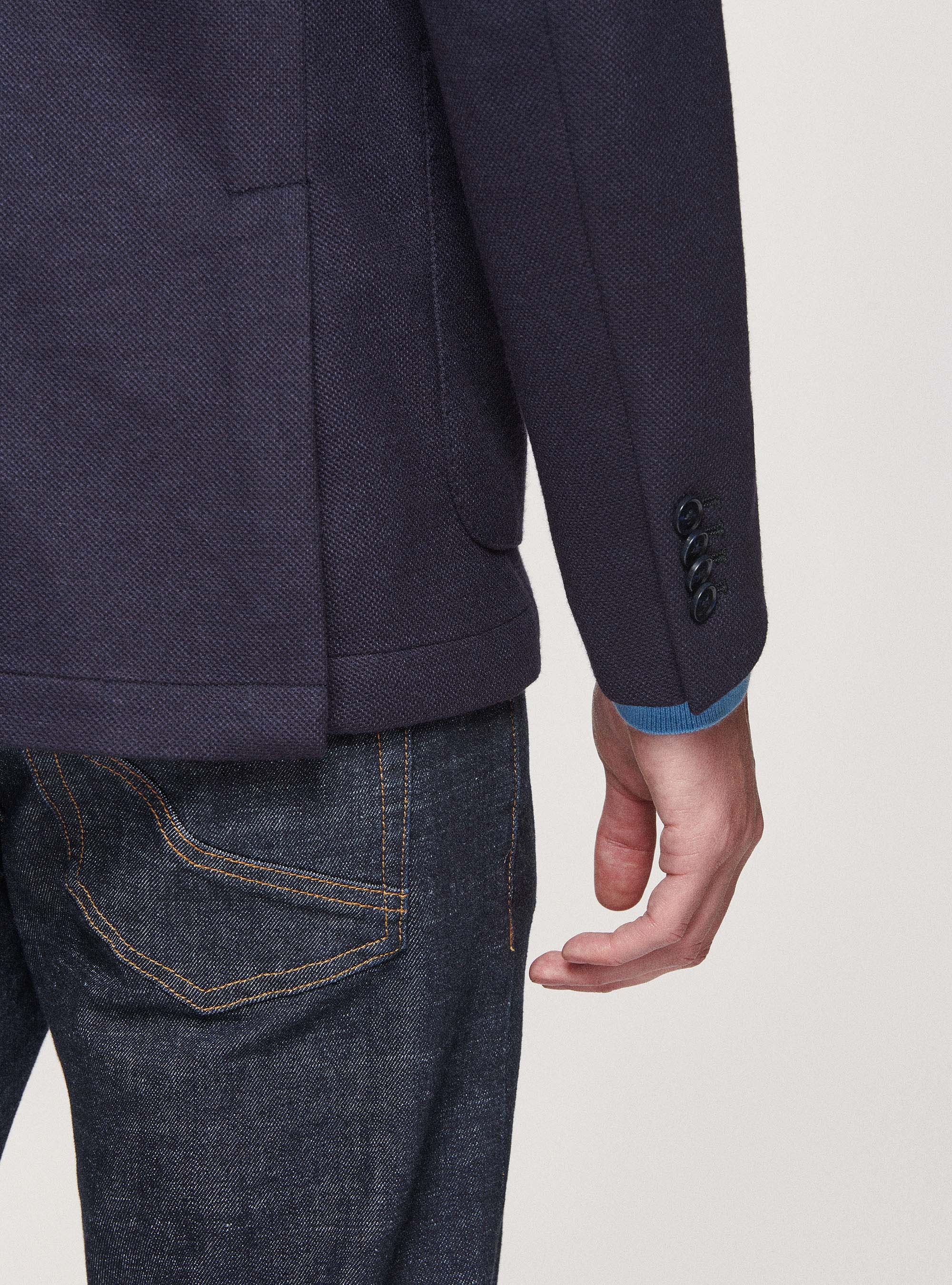 Giacca sfoderata in jersey, BLU NAVY