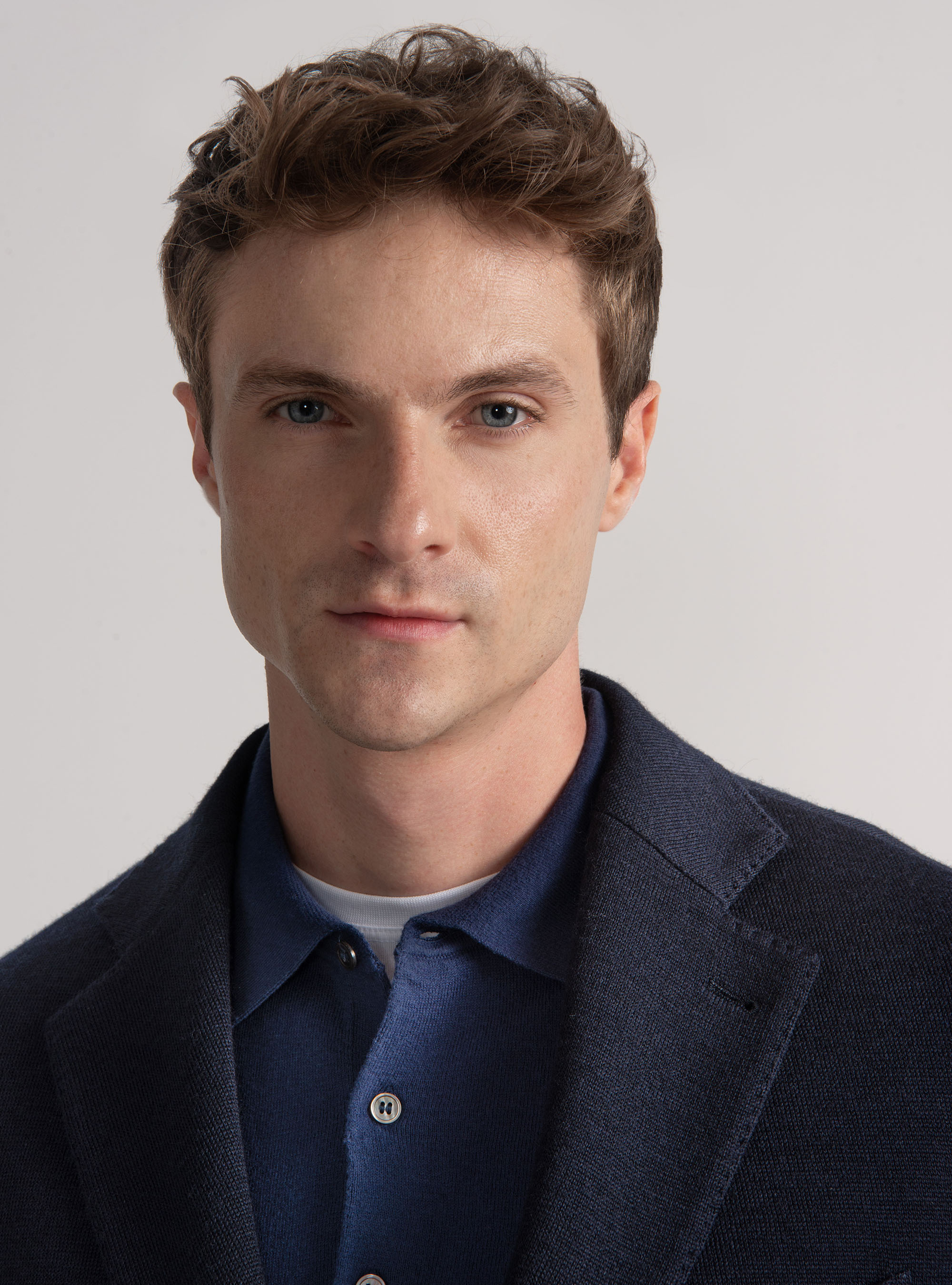 Giacca jersey in lana e cotone, BLU NAVY