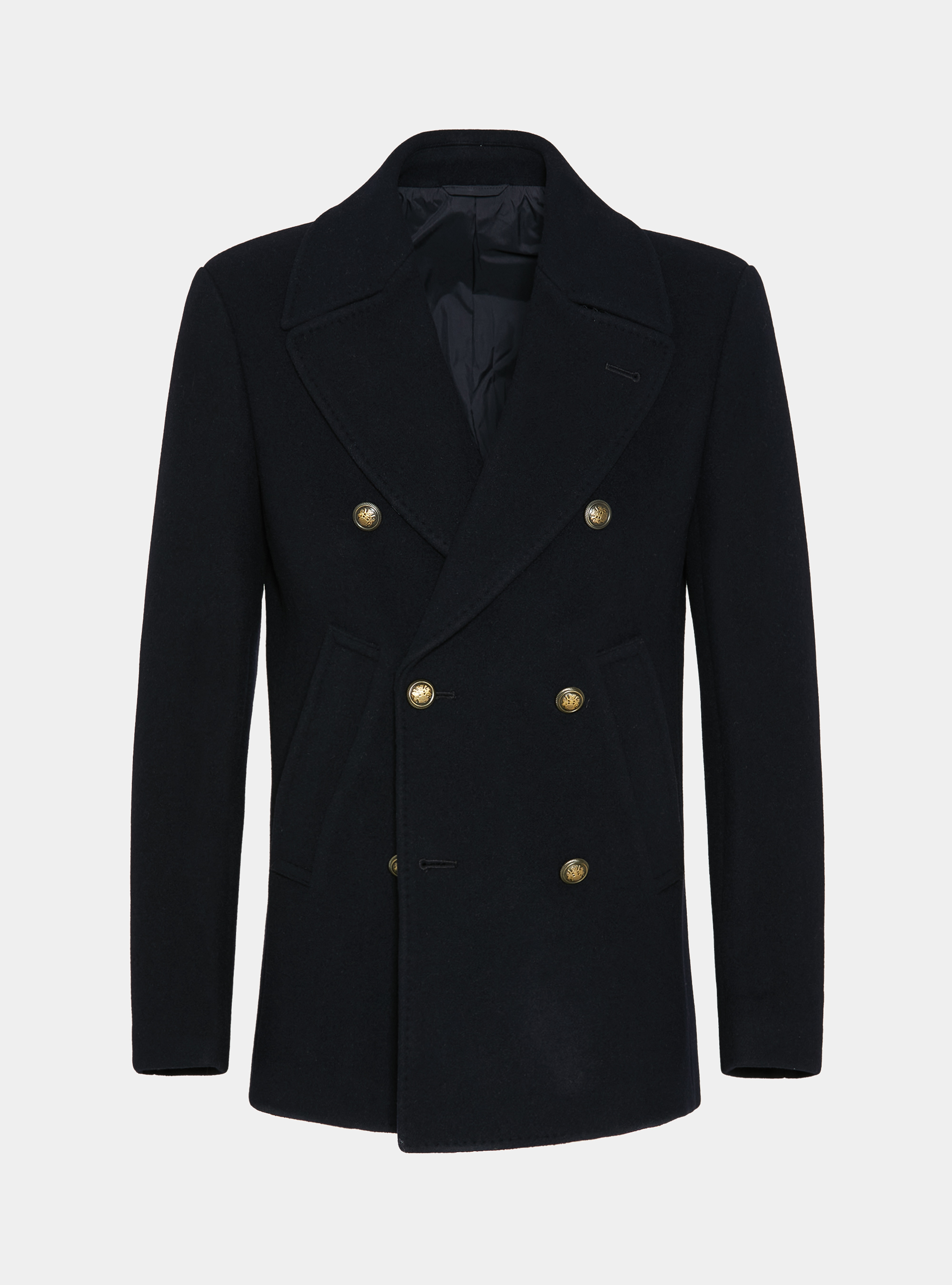 Peacoat in misto lana con bottone metallo, BLU NAVY