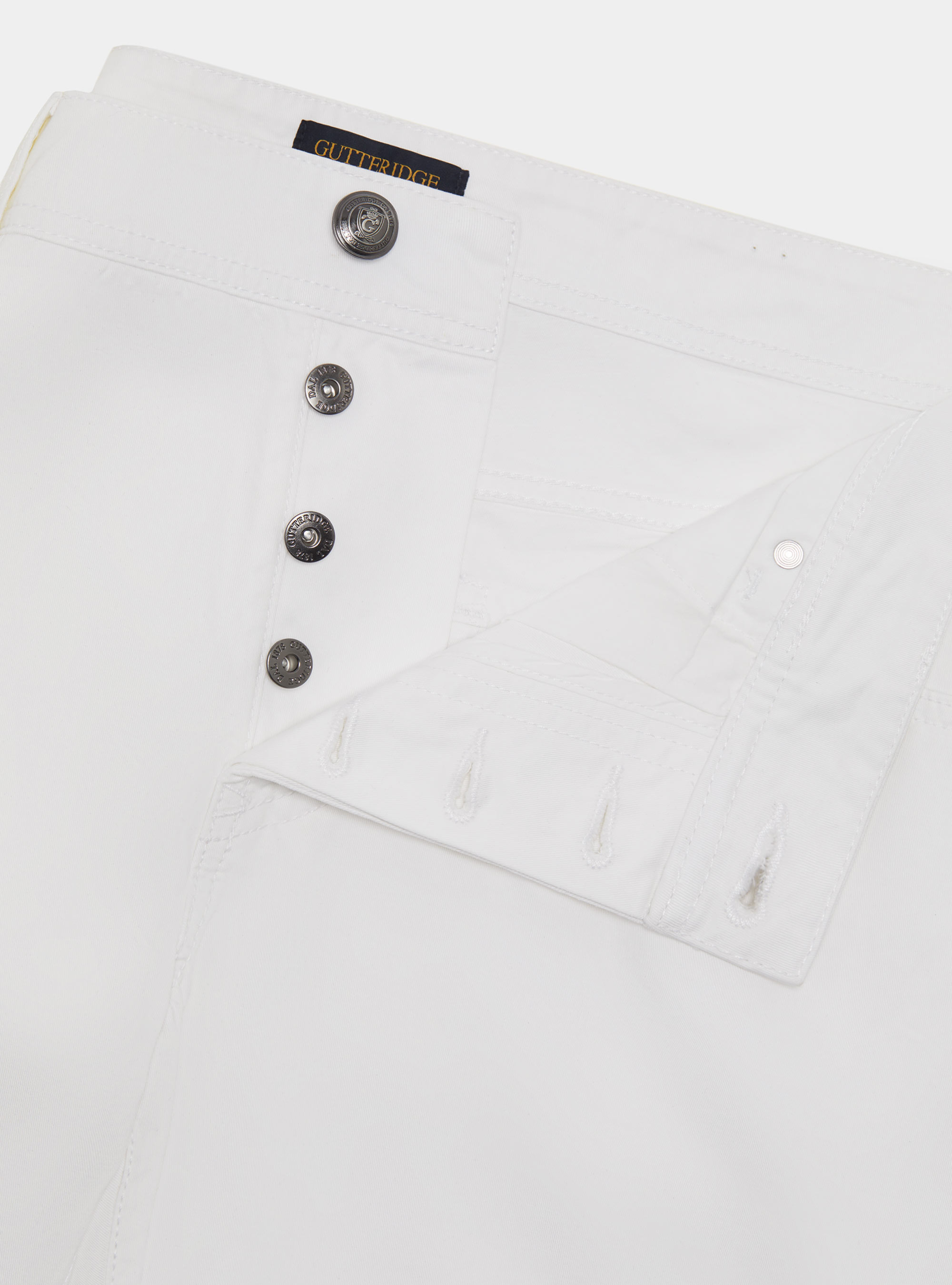Pantaloni 5 tasche in twill di cotone, BIANCO
