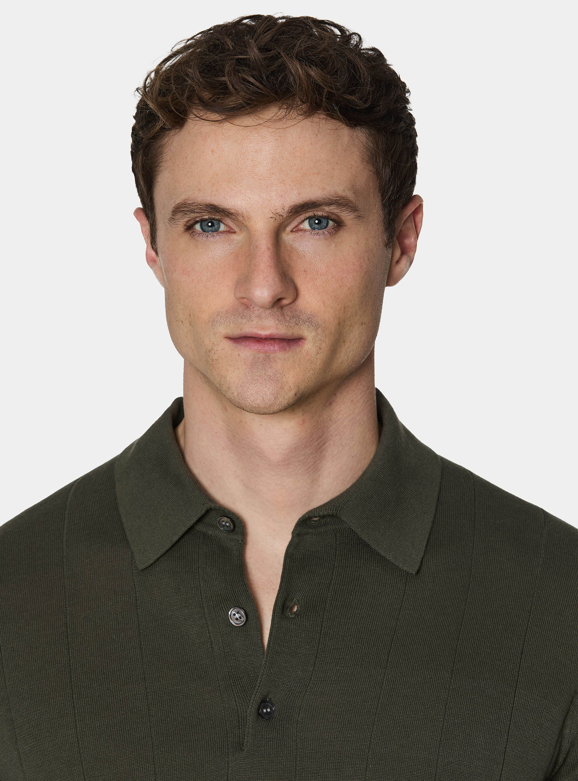 Long-sleeved knit polo shirt, MILITARE 0609C