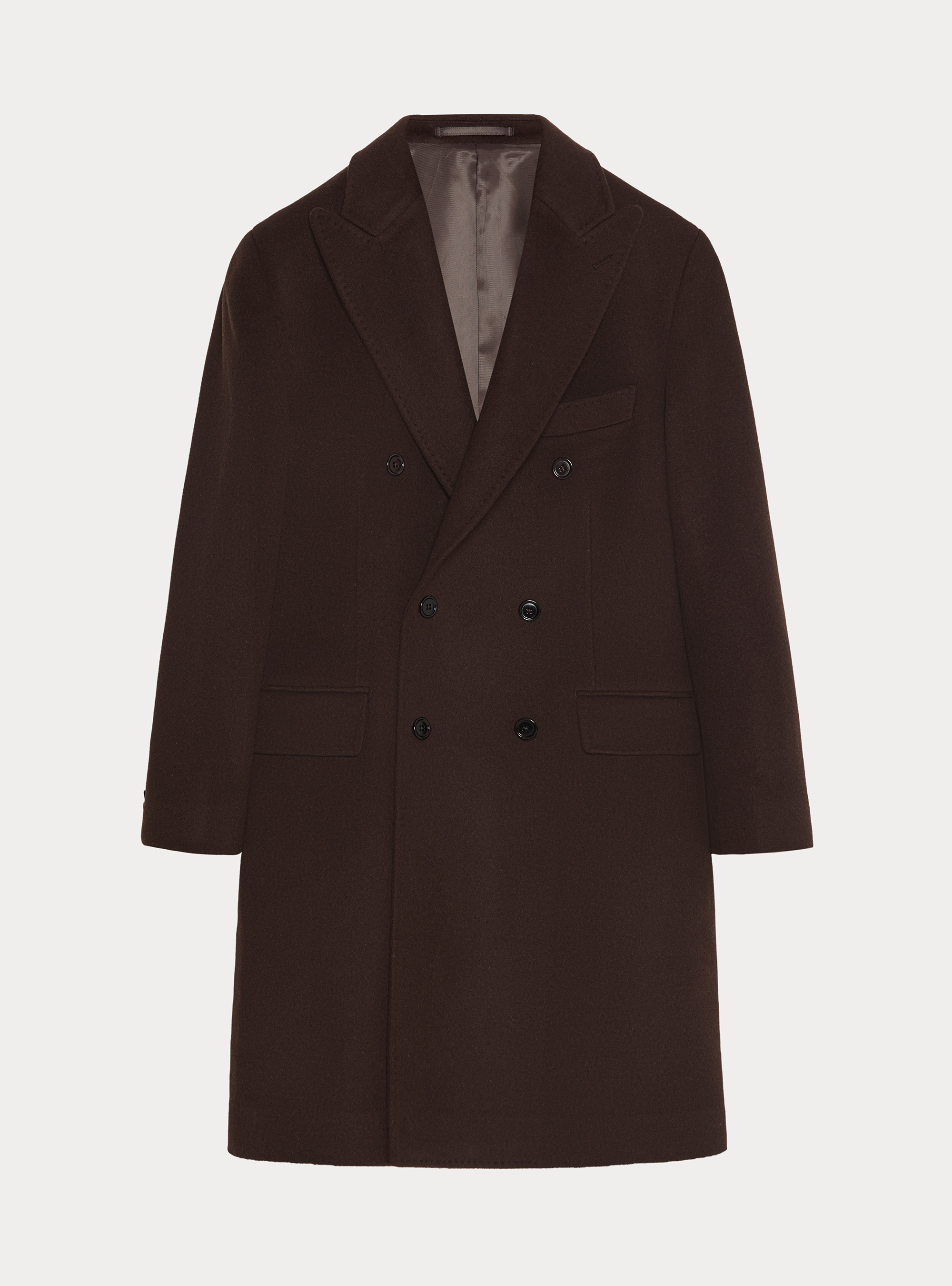 Double-breasted cashmere-blend coat, BROWN