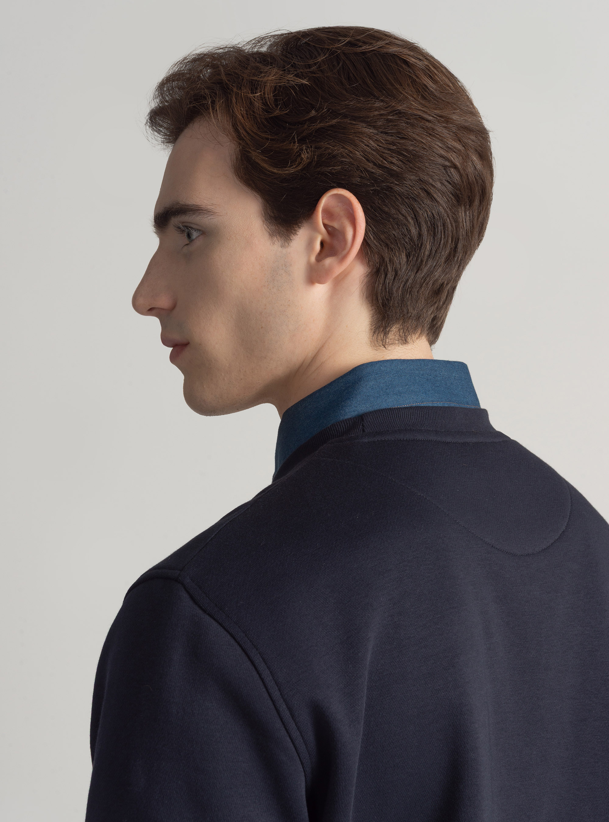 Sudadera con cuello redondo y logotipo de goma GT01, AZUL MARINO