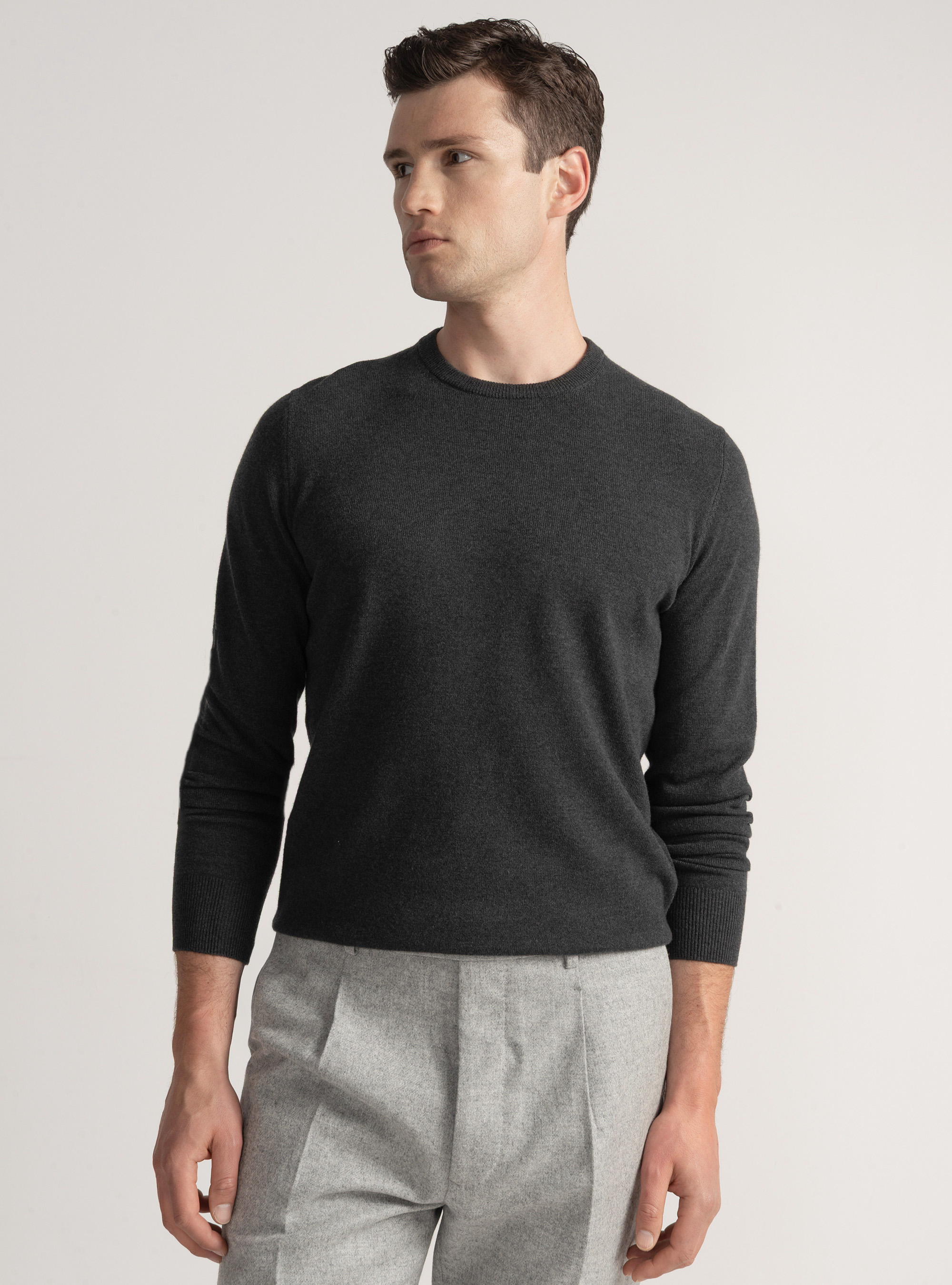 Trikot mit Rundhalsausschnitt aus Lambswool und Kaschmir, ASFALTO 0115C