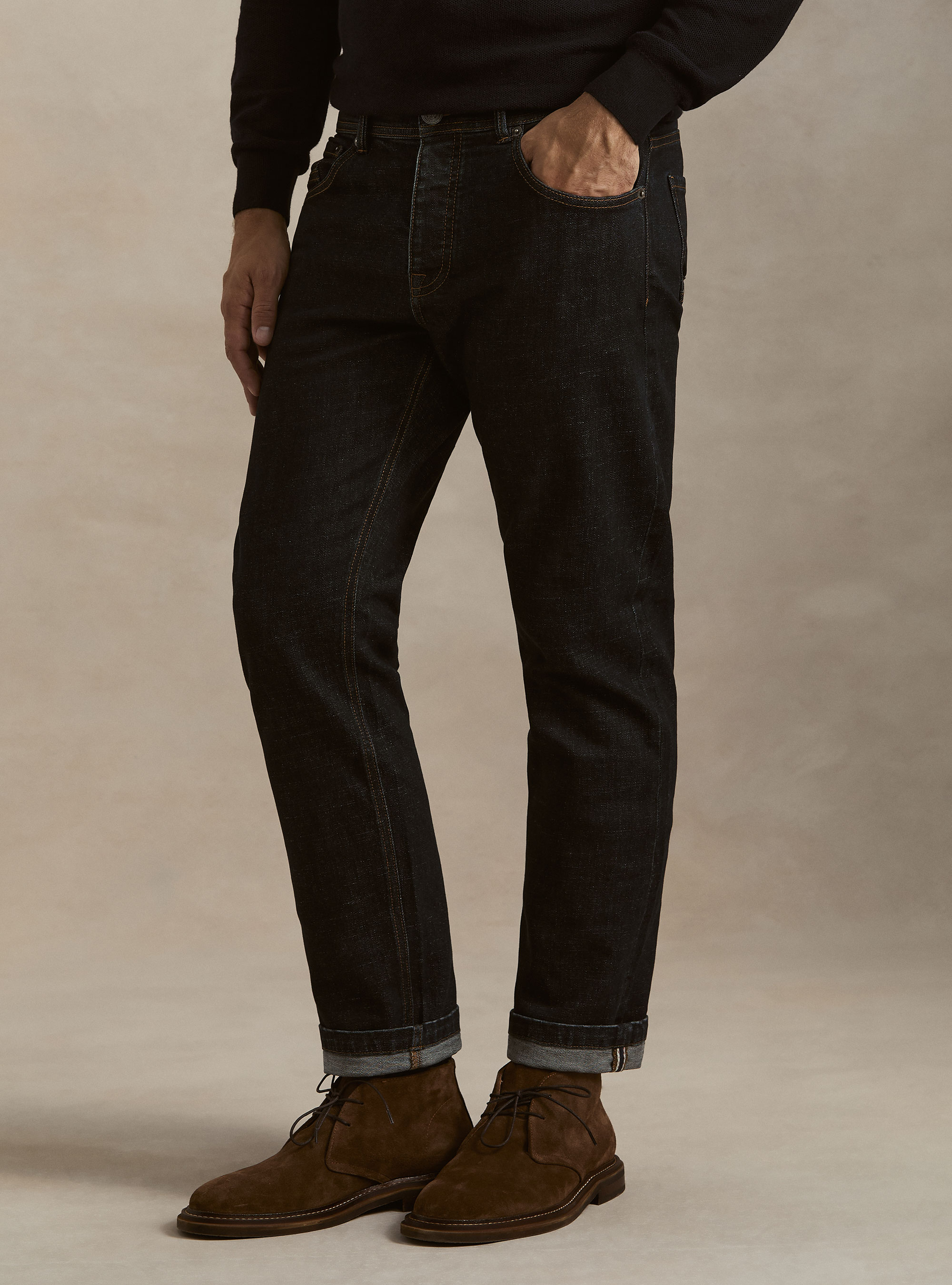 Rinse wash denim, NAVY BLUE