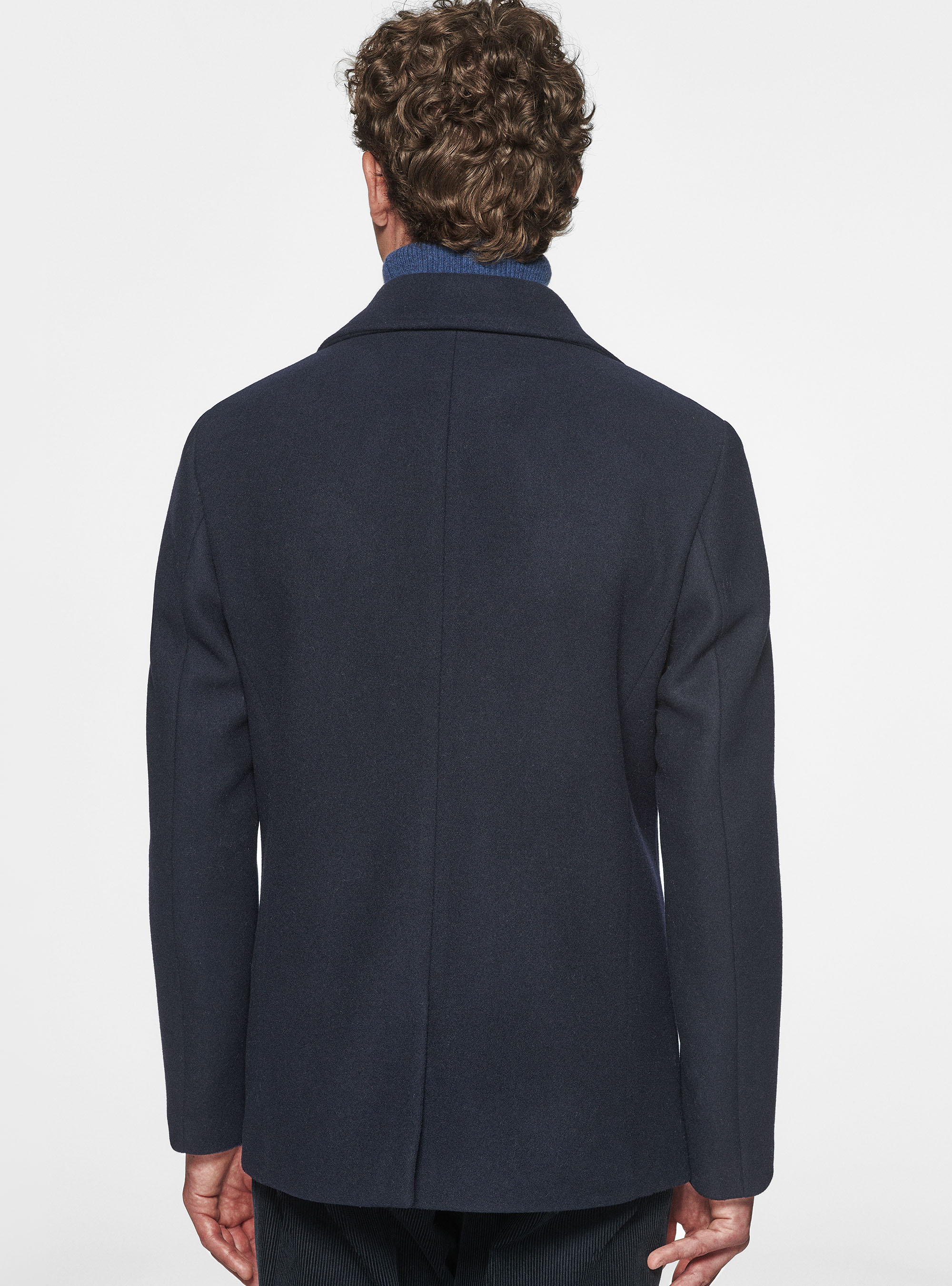 Peacoat in misto lana, BLU NAVY