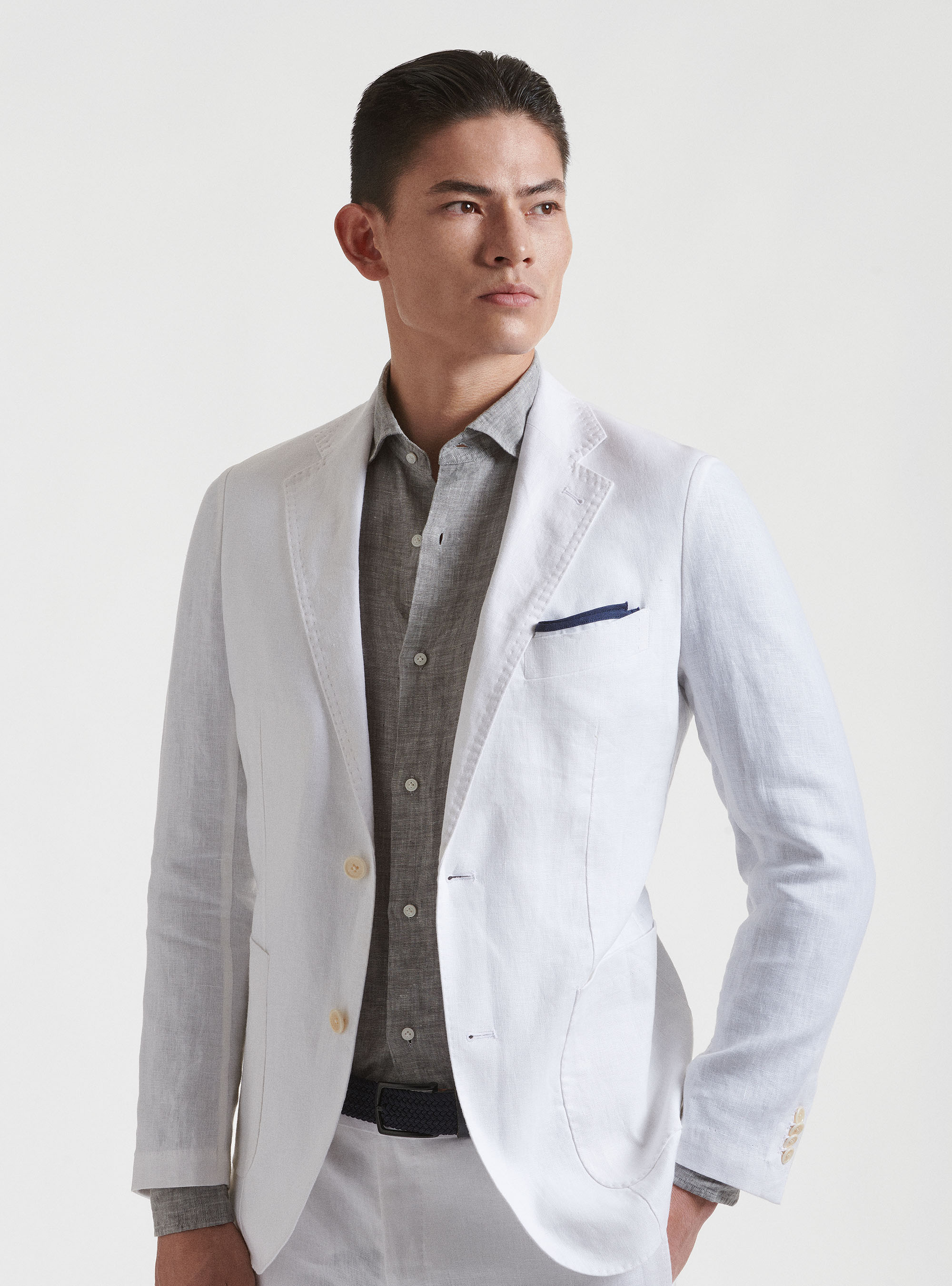 Gutteridge - Giacca per abito in puro lino, Unisex, Bianco, Taglia: 46