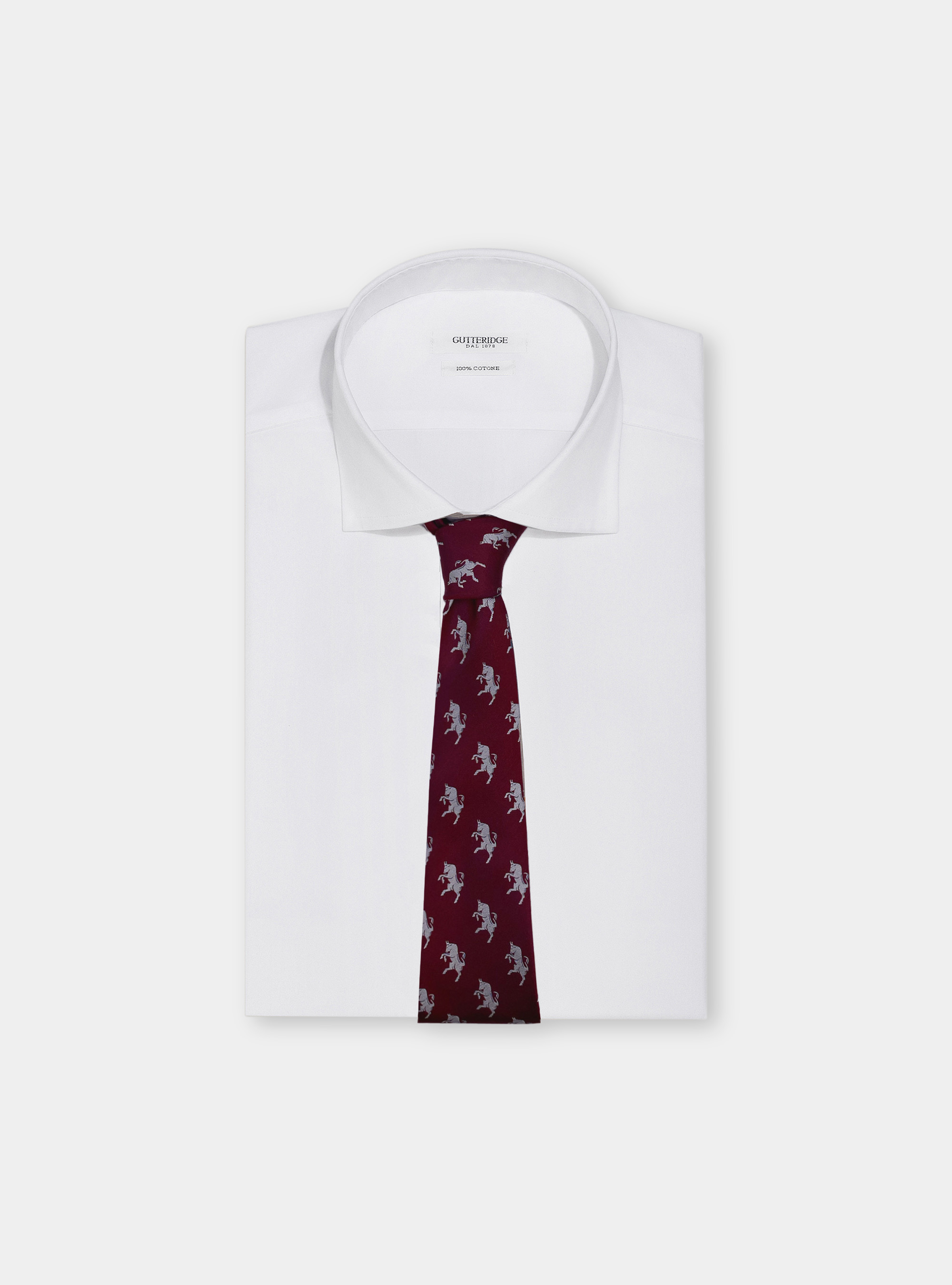 Pure silk bull print tie, BORDEAUX