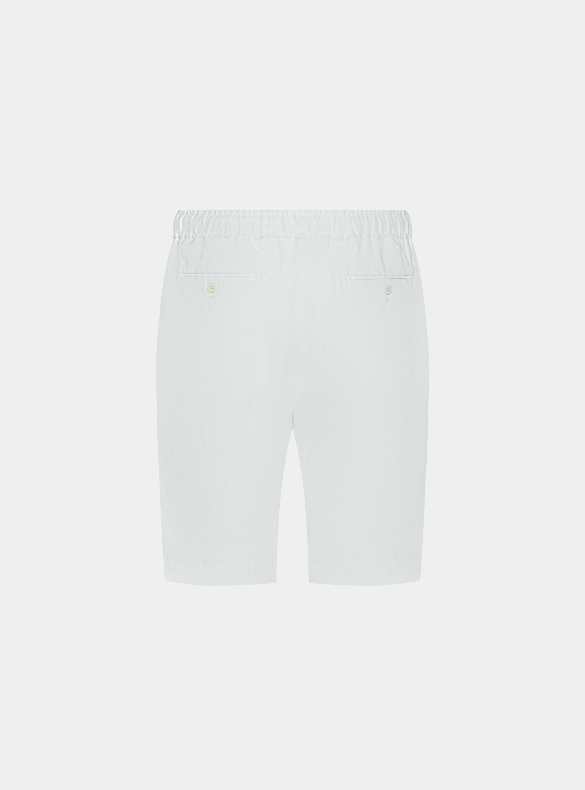 Bermudas de lino puro con banda el&aacute;stica, BLANCO