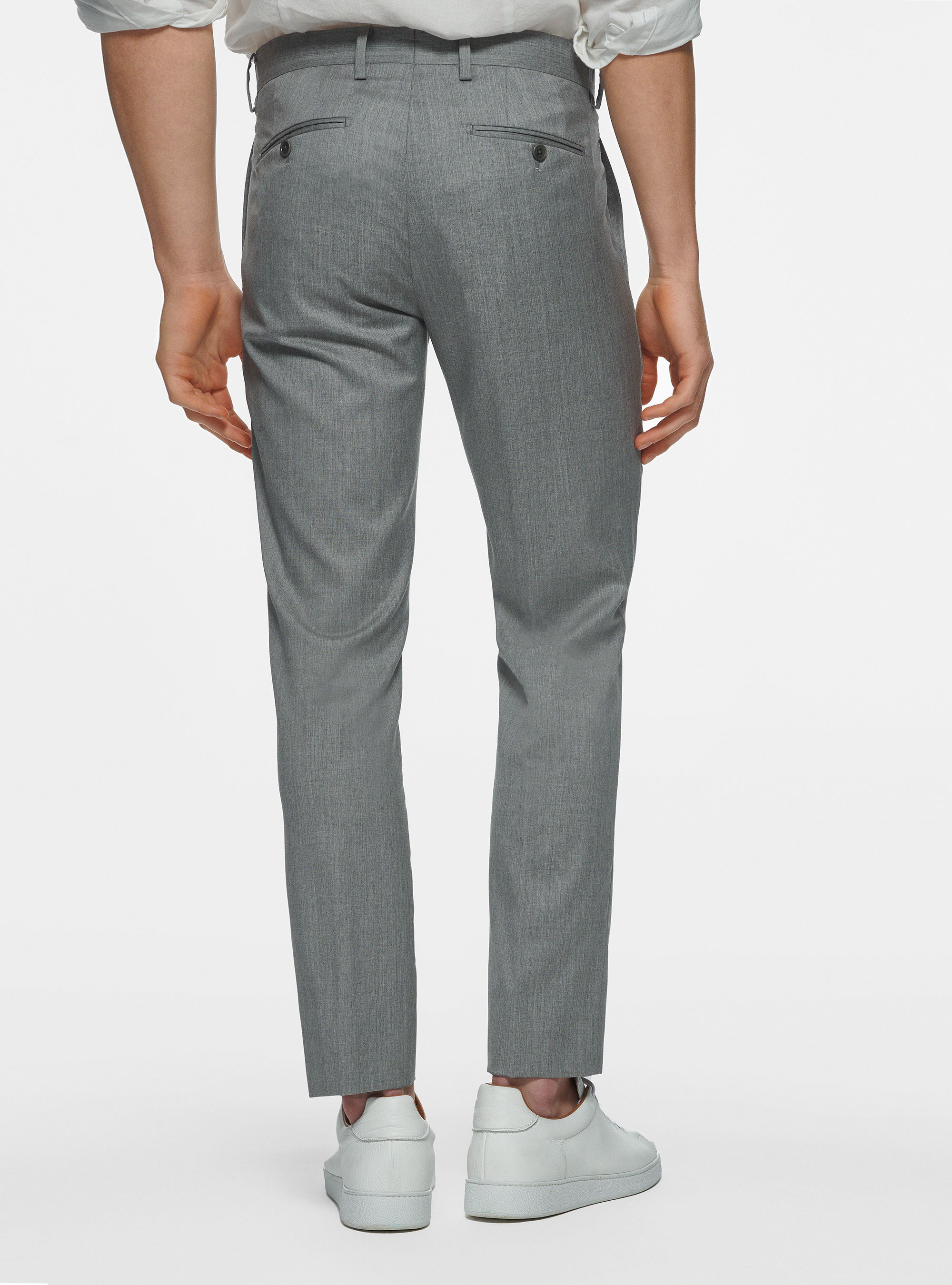 Trousers in pure 110's superfine wool, LIGHT GREY MELANGE