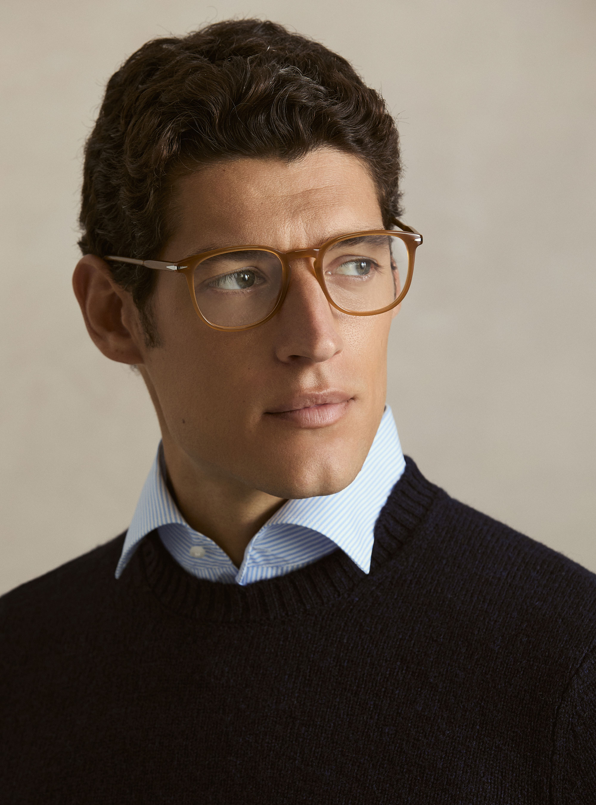 Pure Shetland wool crewneck sweater, NAVY BLUE