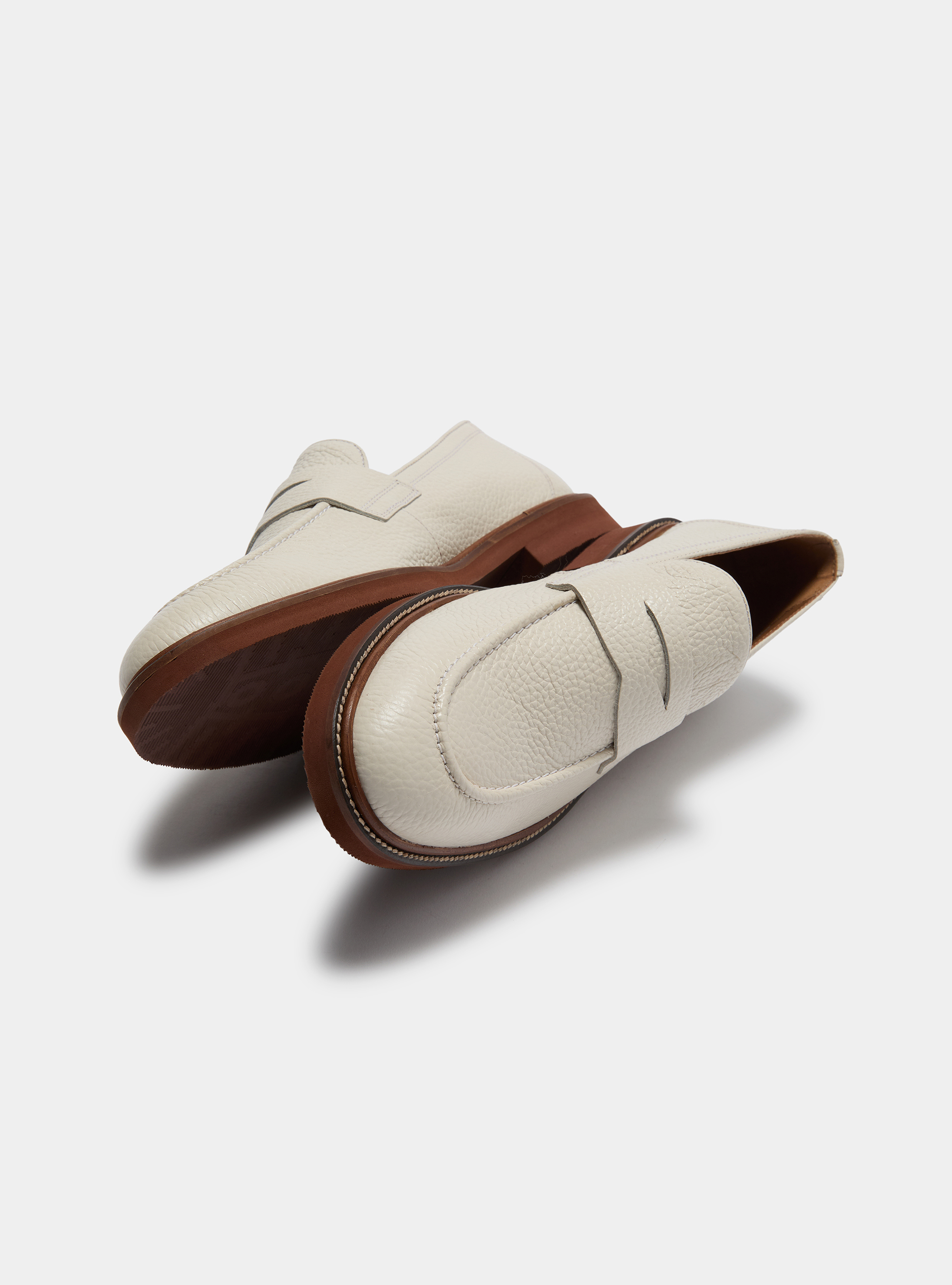 Soft leather loafers, WHITE