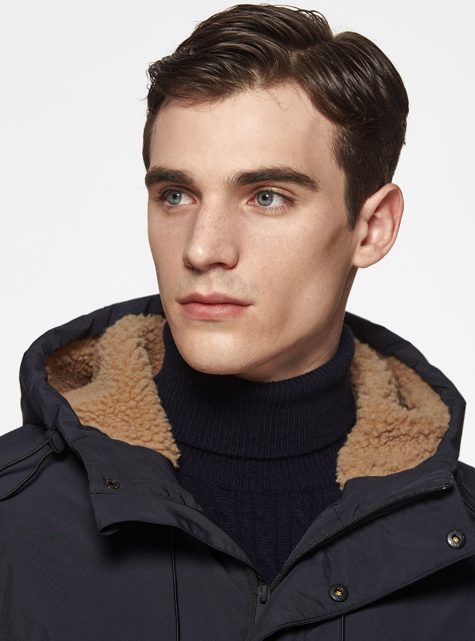 Parka tecnico con pelliccia sintetica, BLU NAVY