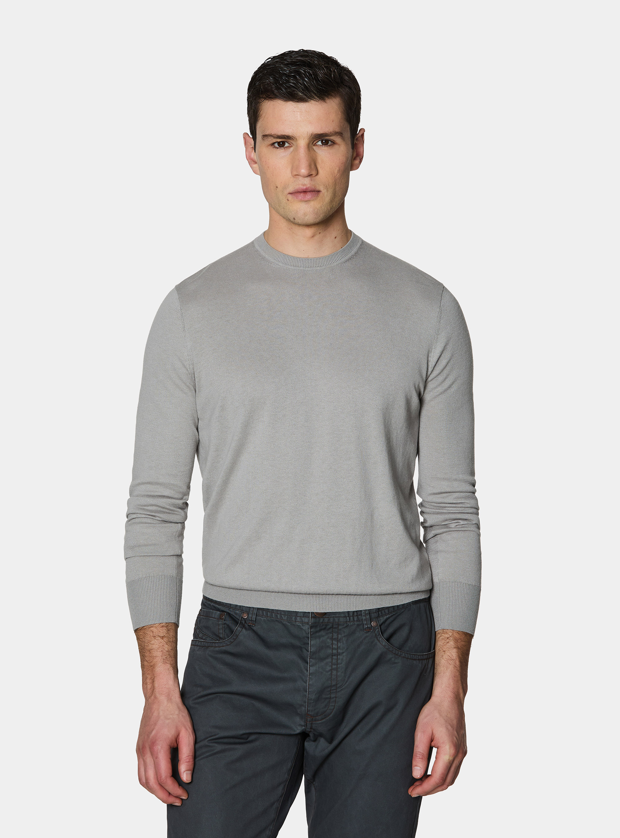 Maglia girocollo in cotone seta e cashmere, PERLA 0178C