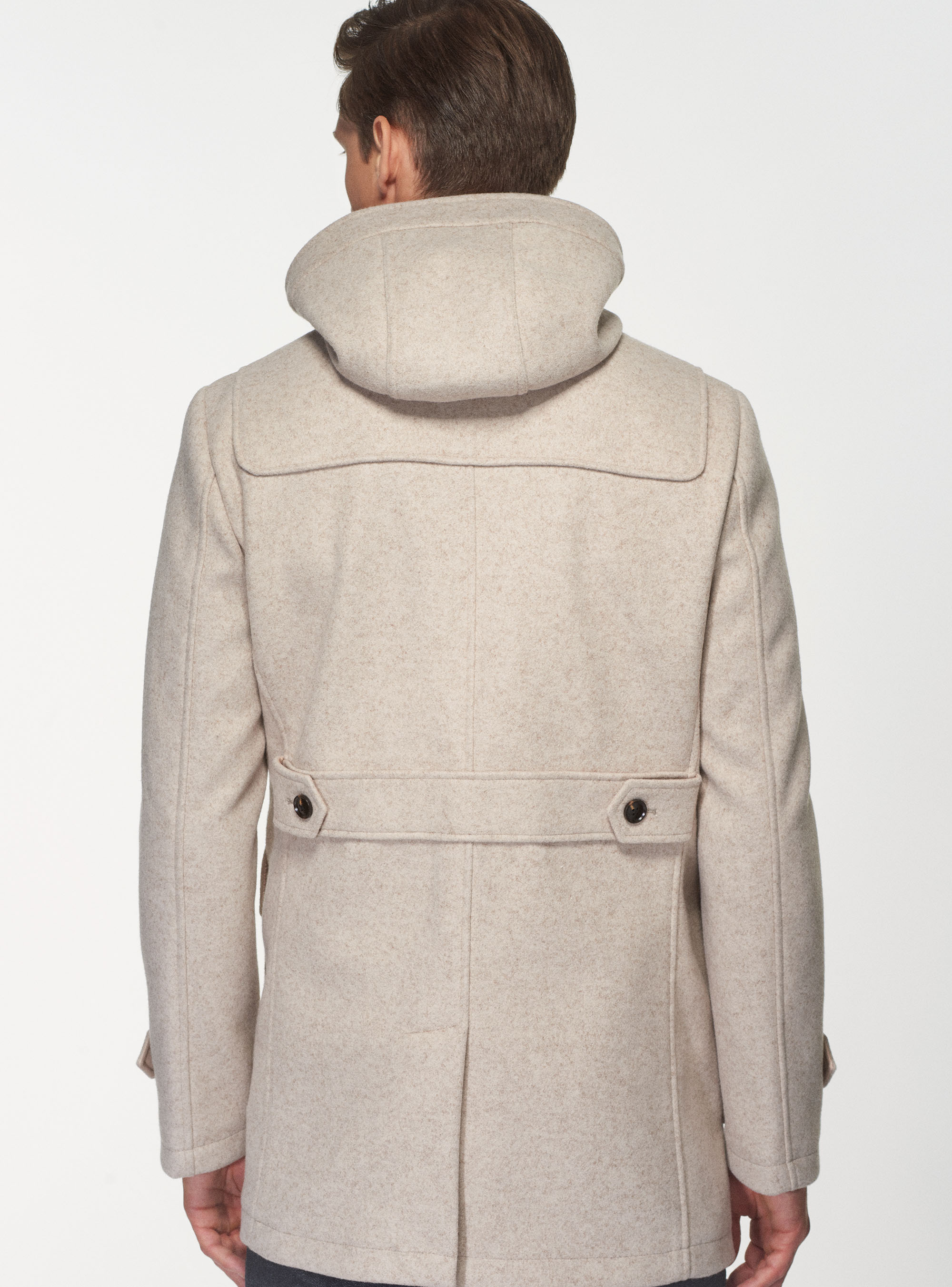 Montgomery with hood in wool blend, ECRU