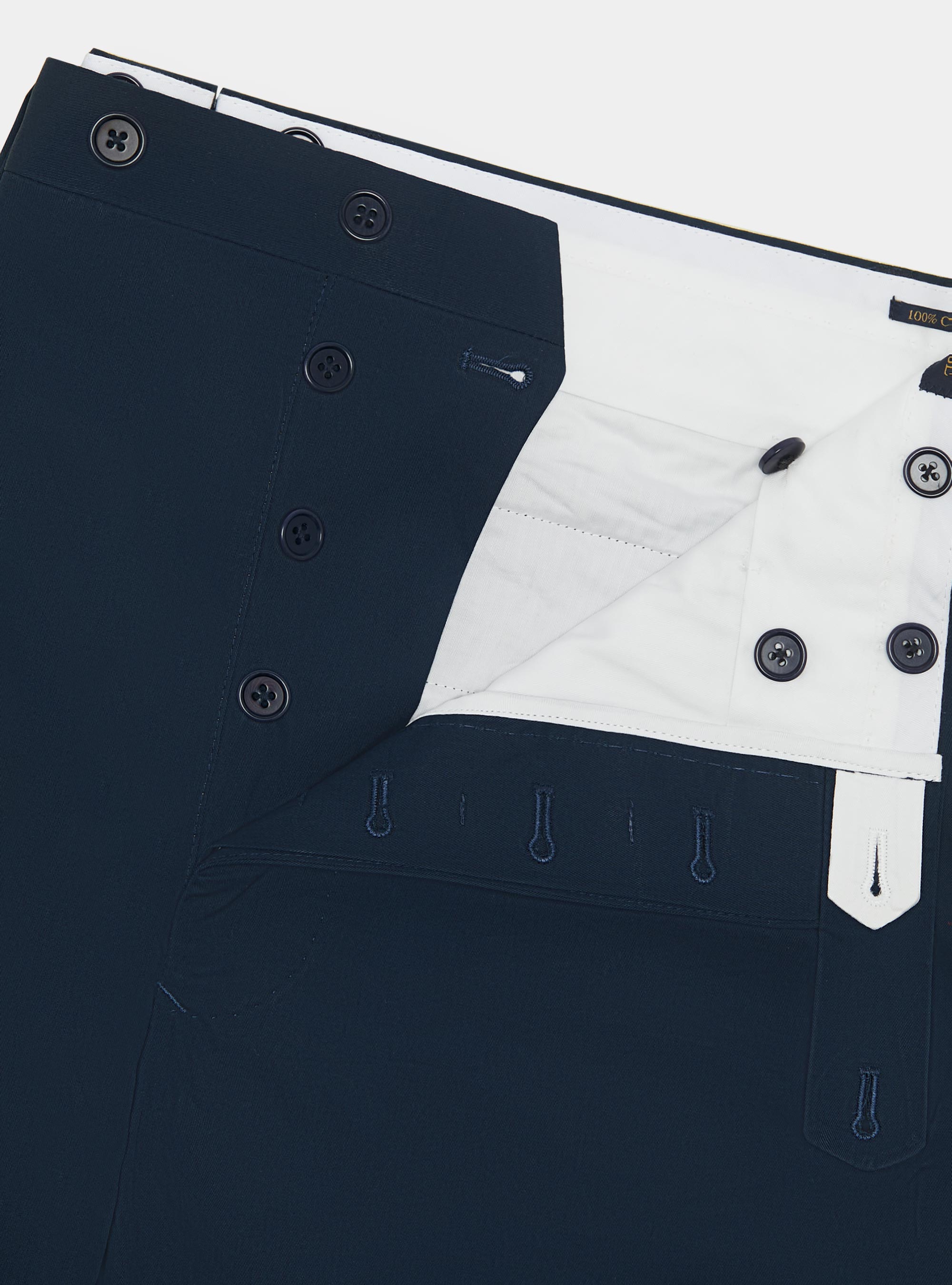 Pantaloni con pince in cotone popeline, BLU NAVY