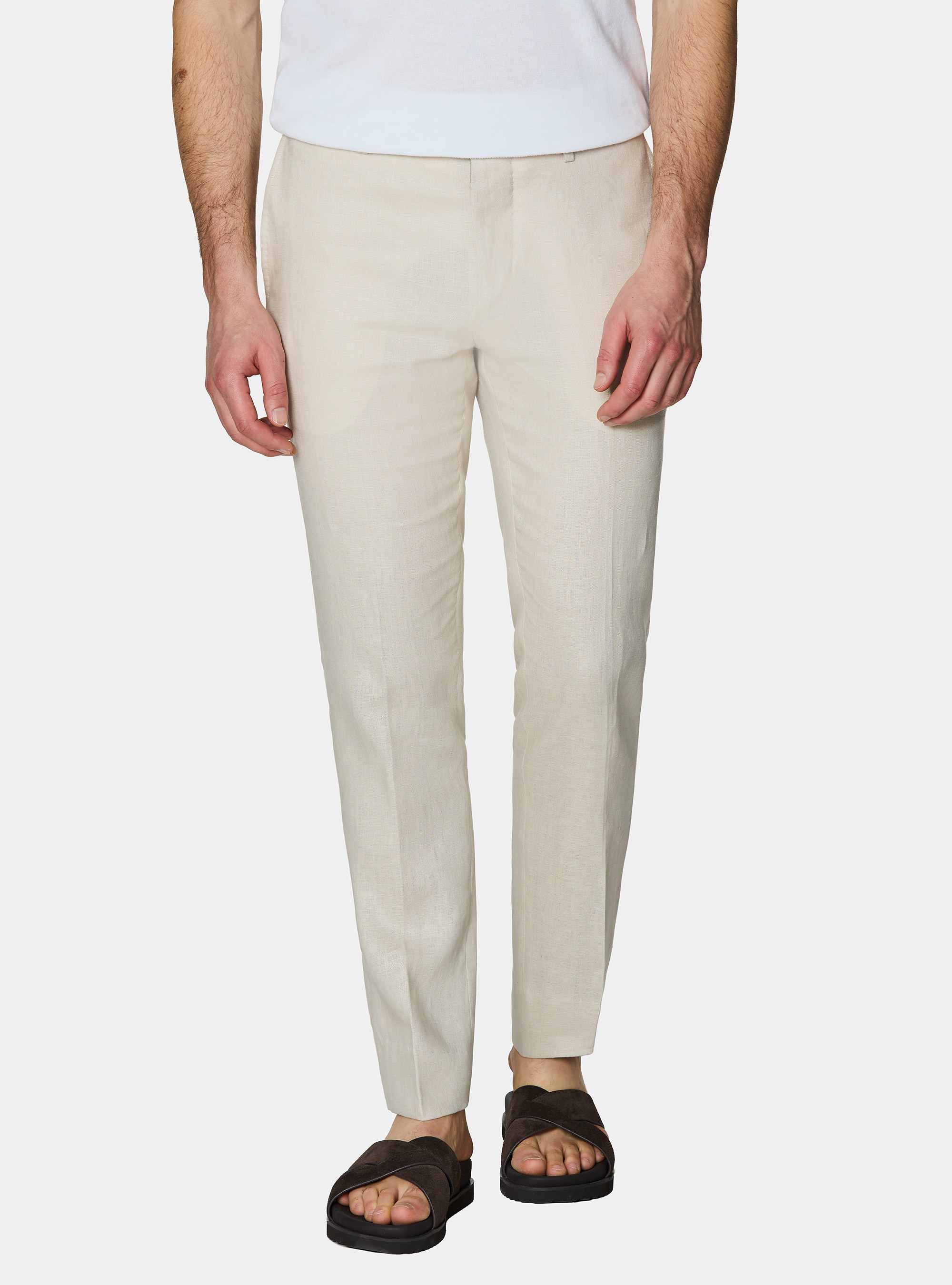 Pure linen suit trousers, ECRU