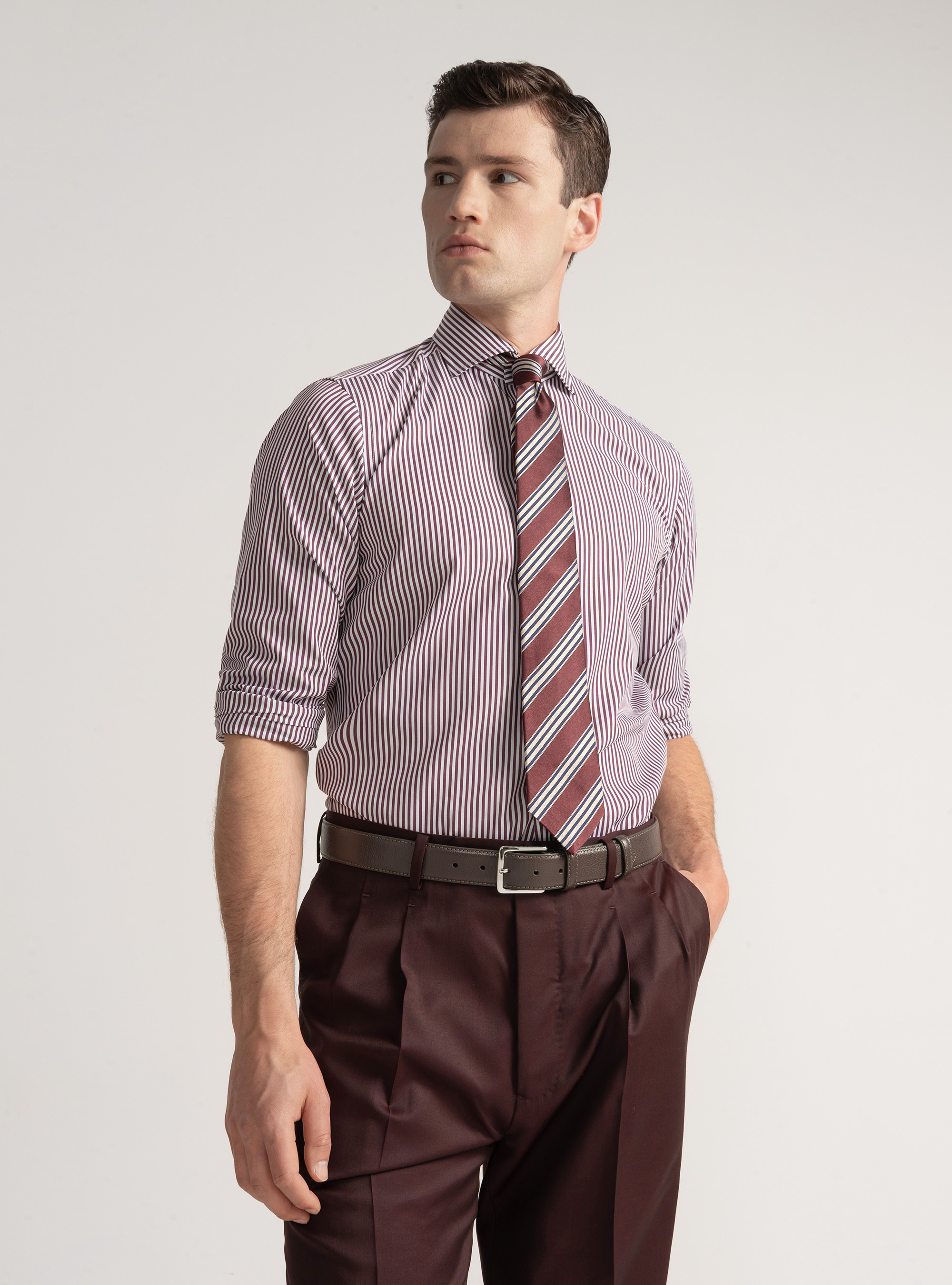 Camisa de popelina de algodón a rayas, VINACCIA 0401C