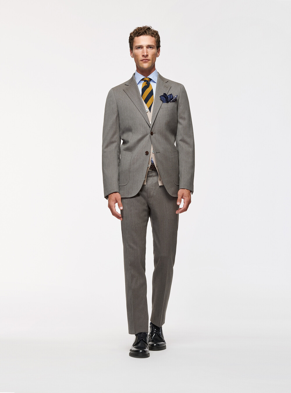 Travel blazer in pure stretch wool, MUD