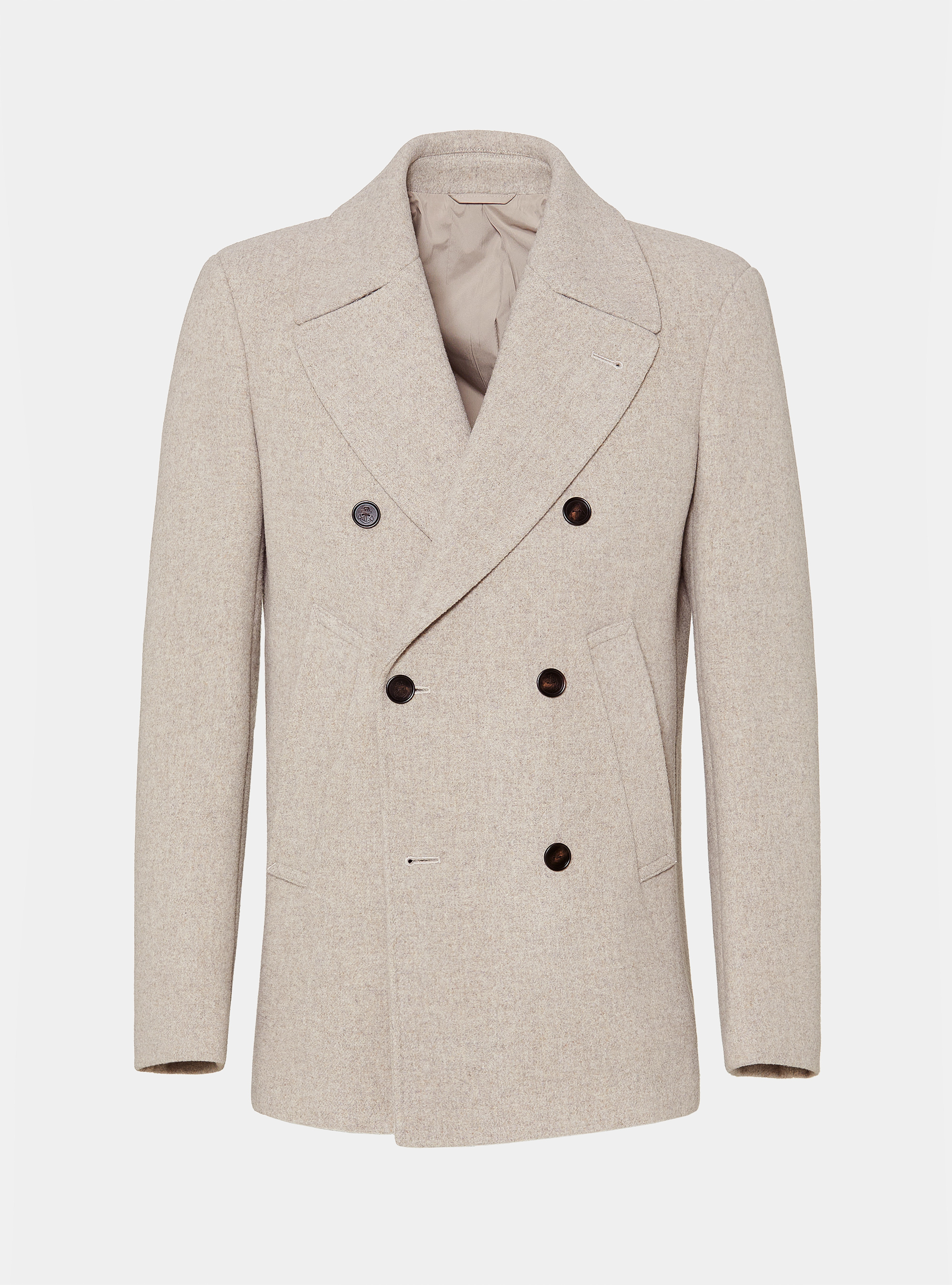 Peacoat in misto lana, ECRU