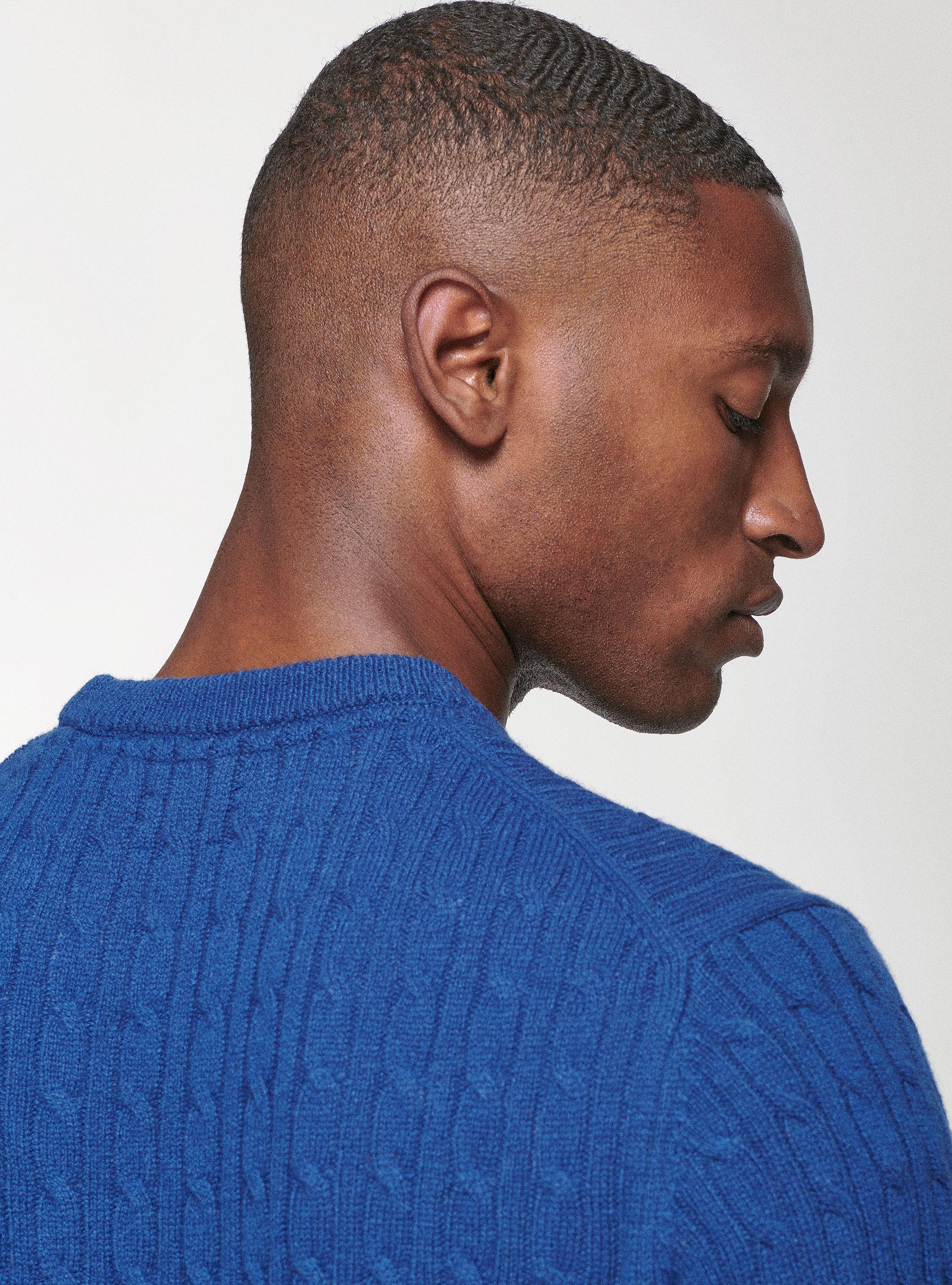 Maglia a treccia in lambswool, INCHIOSTRO