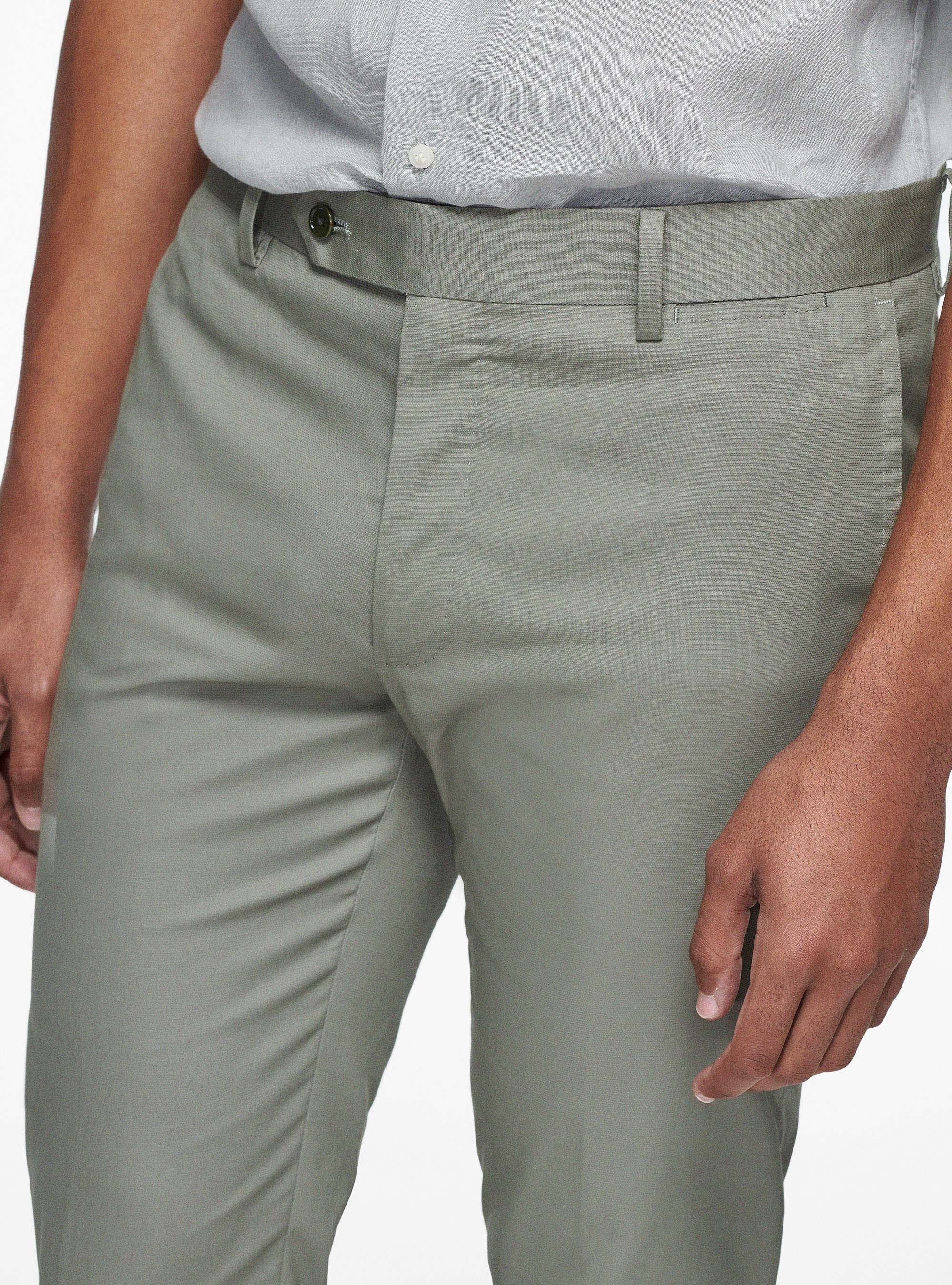 Pantaloni in puro cotone armaturato, SALVIA 0602C