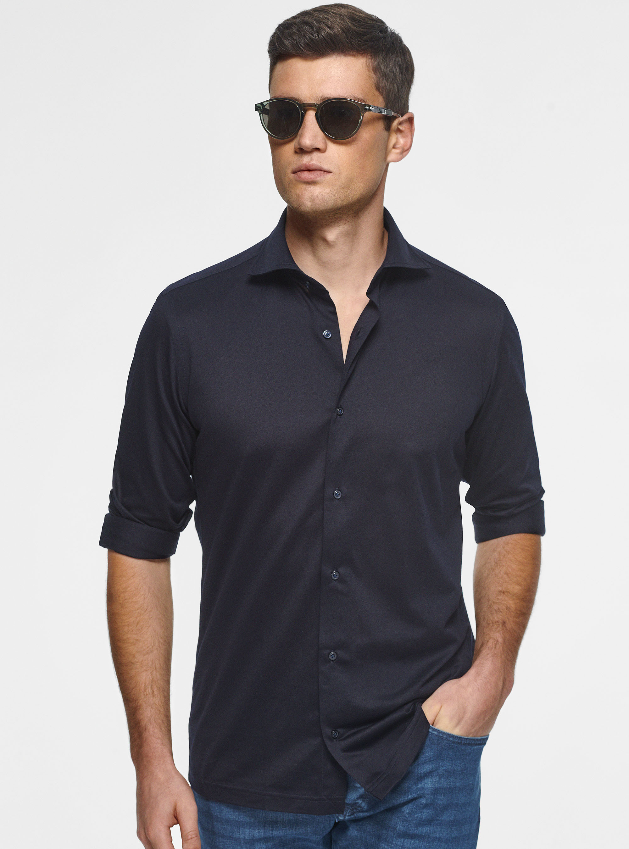 COOLMAX fabric pique shirt, NAVY BLUE