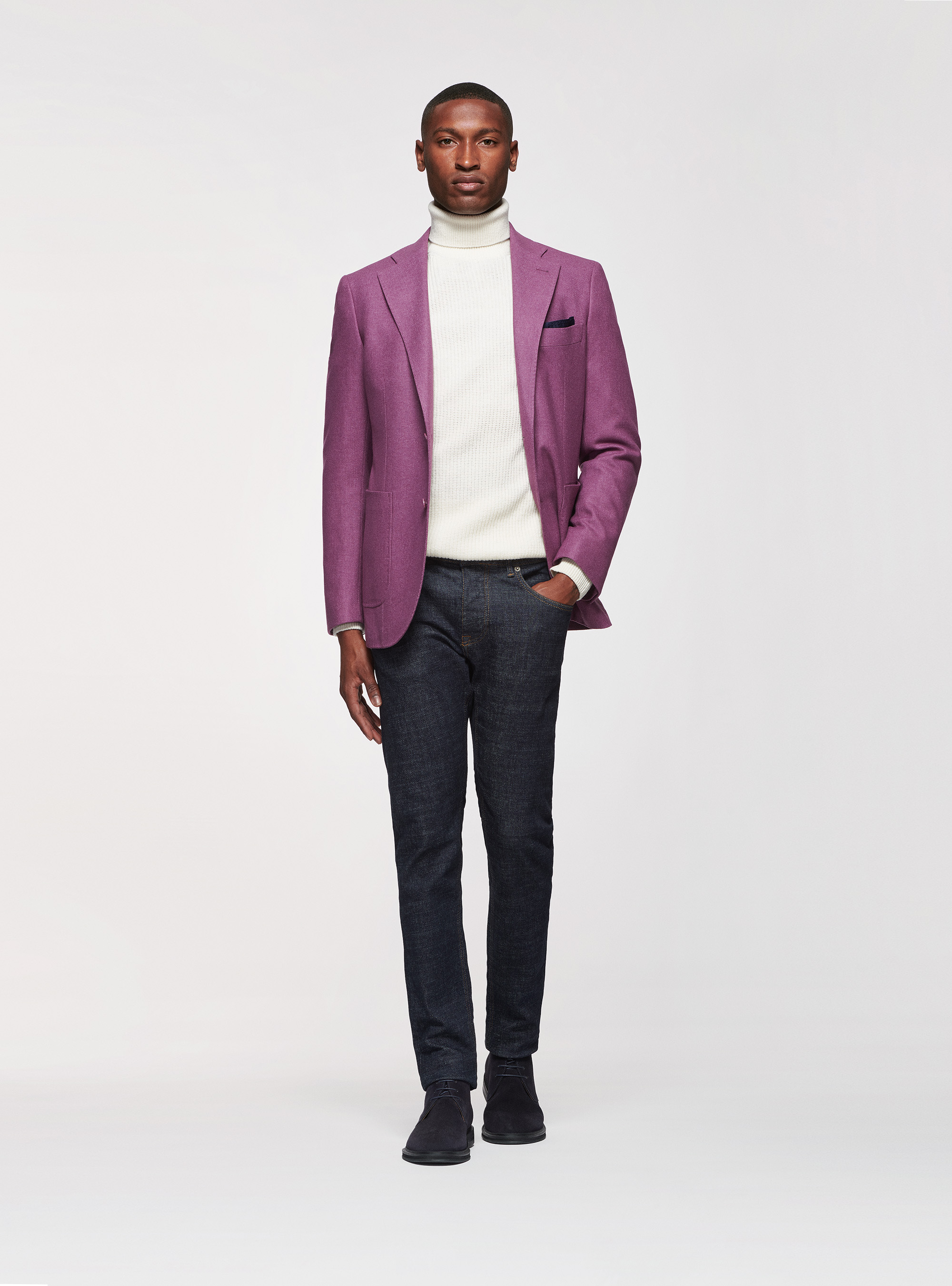 Giacca in flanella lana Duemilagori, LILLA SCURO 0464C