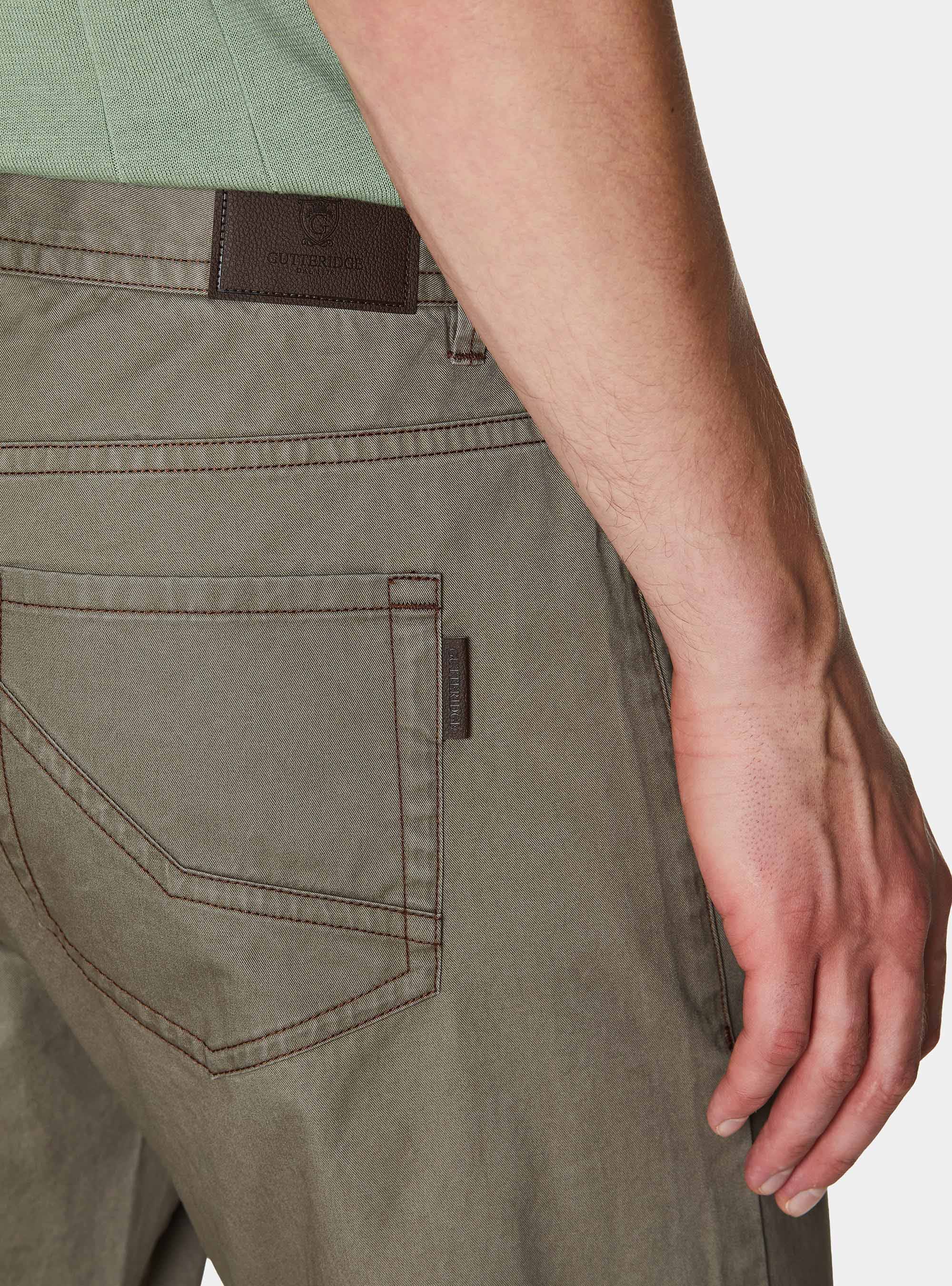 Pantaloni slim fit in cotone lavato, TORTORA 0542C