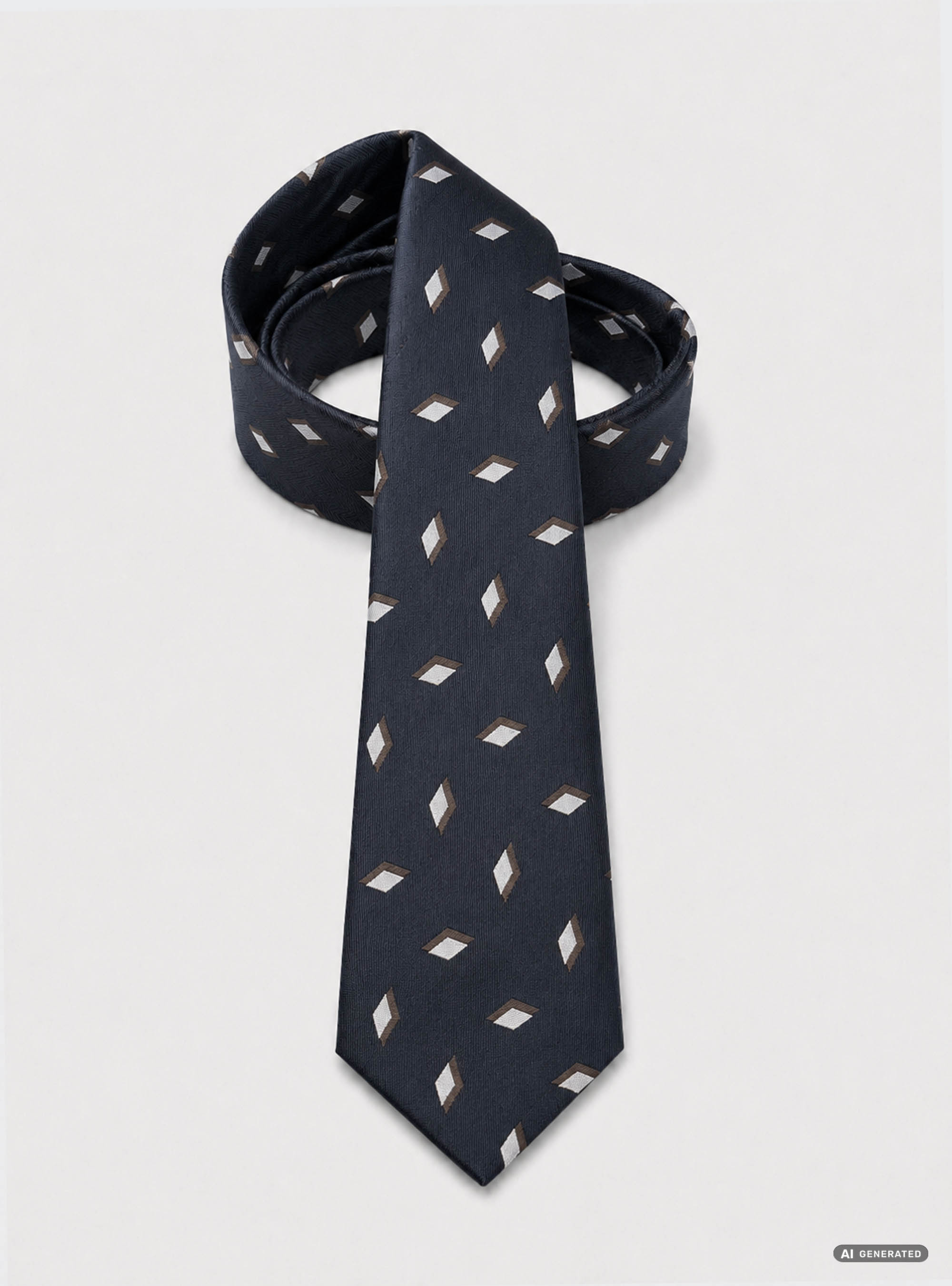 Cravatta in twill di seta con fantasia geometrica, NAVY BLUE