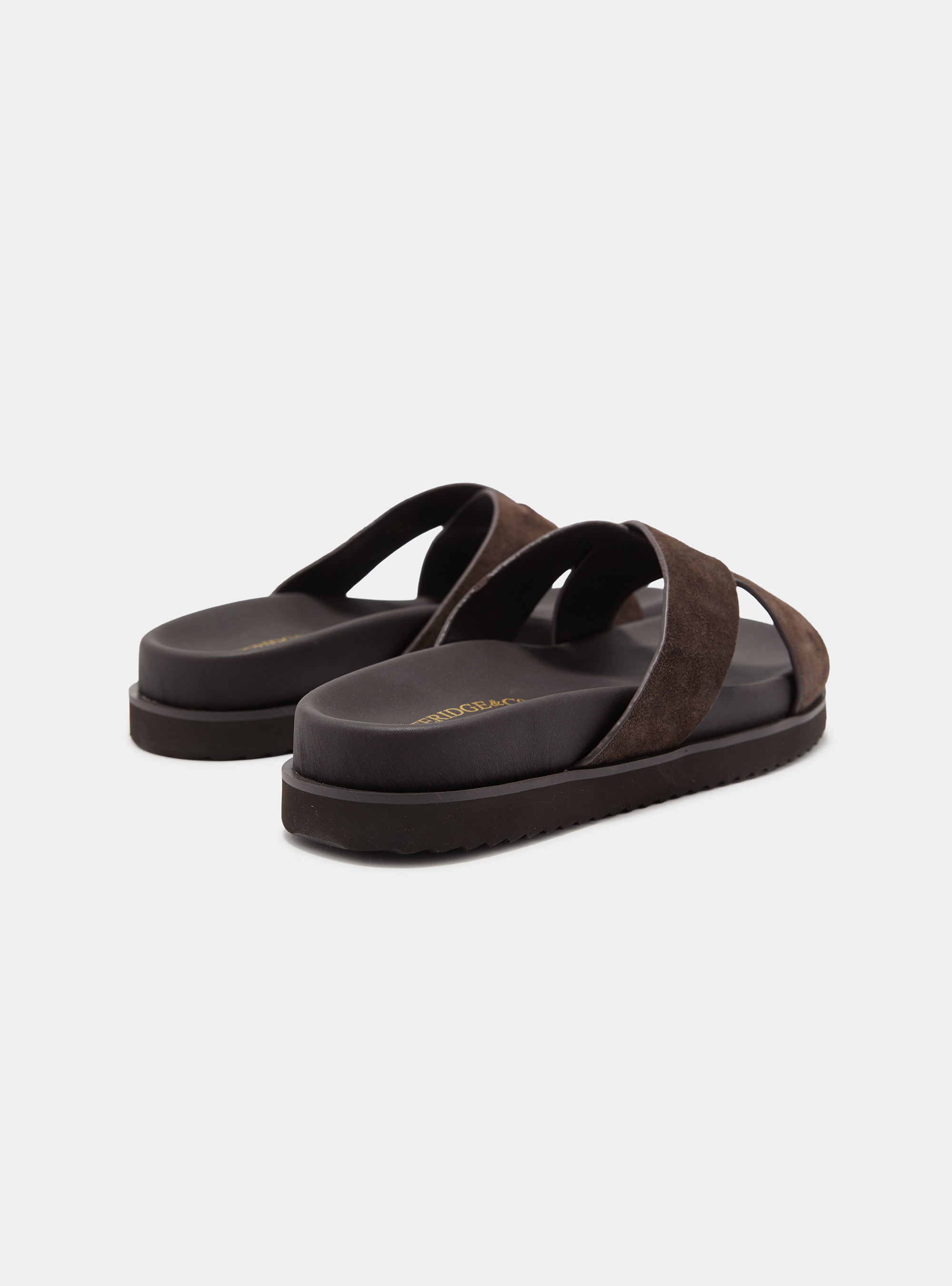 Sandali slider in suede, MARRON