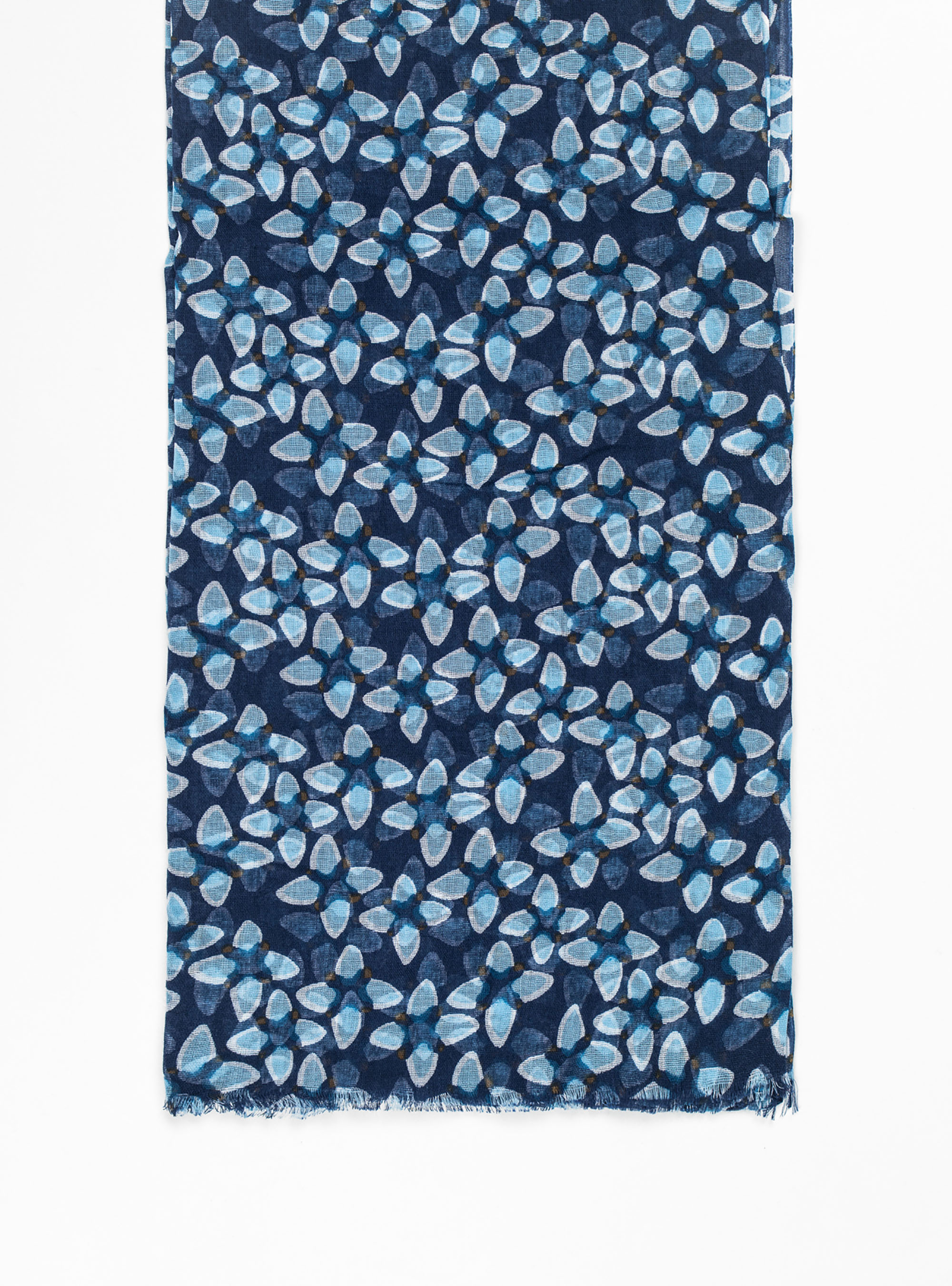 Sciarpa cotone fantasia fiori, BLU