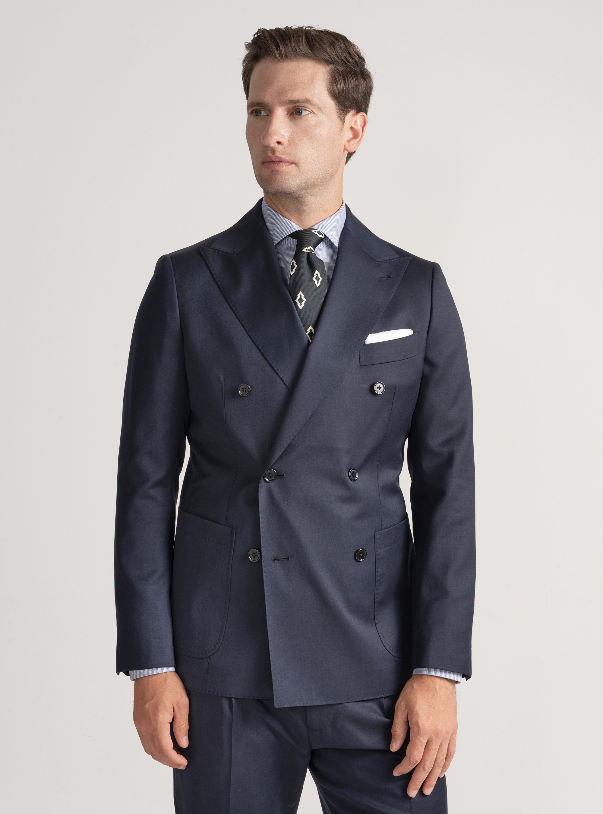 Americana de traje de lana superfina 110 de Reda, AZUL MARINO