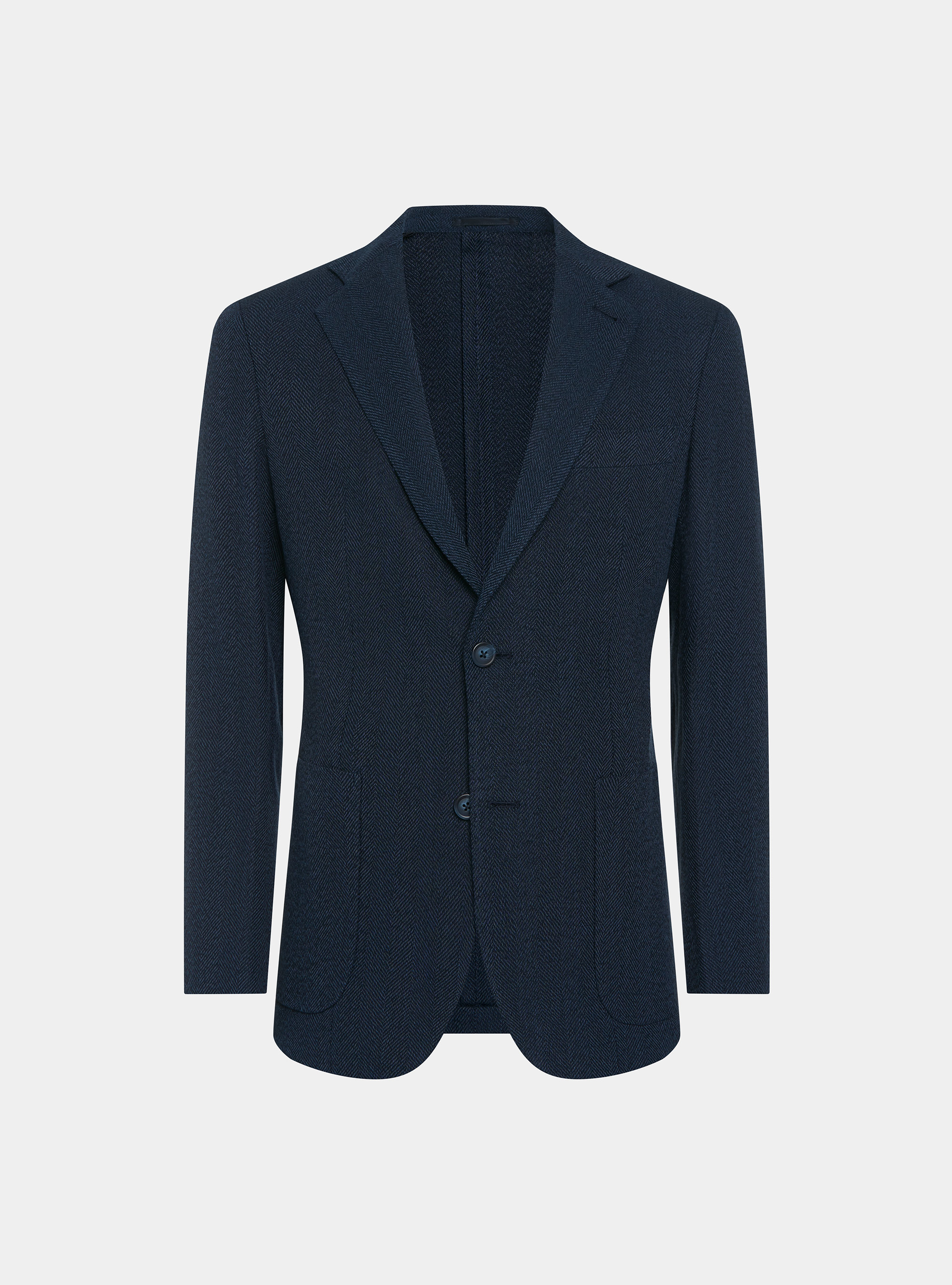 Giacca in cotone e lino spigato, BLU SCURO