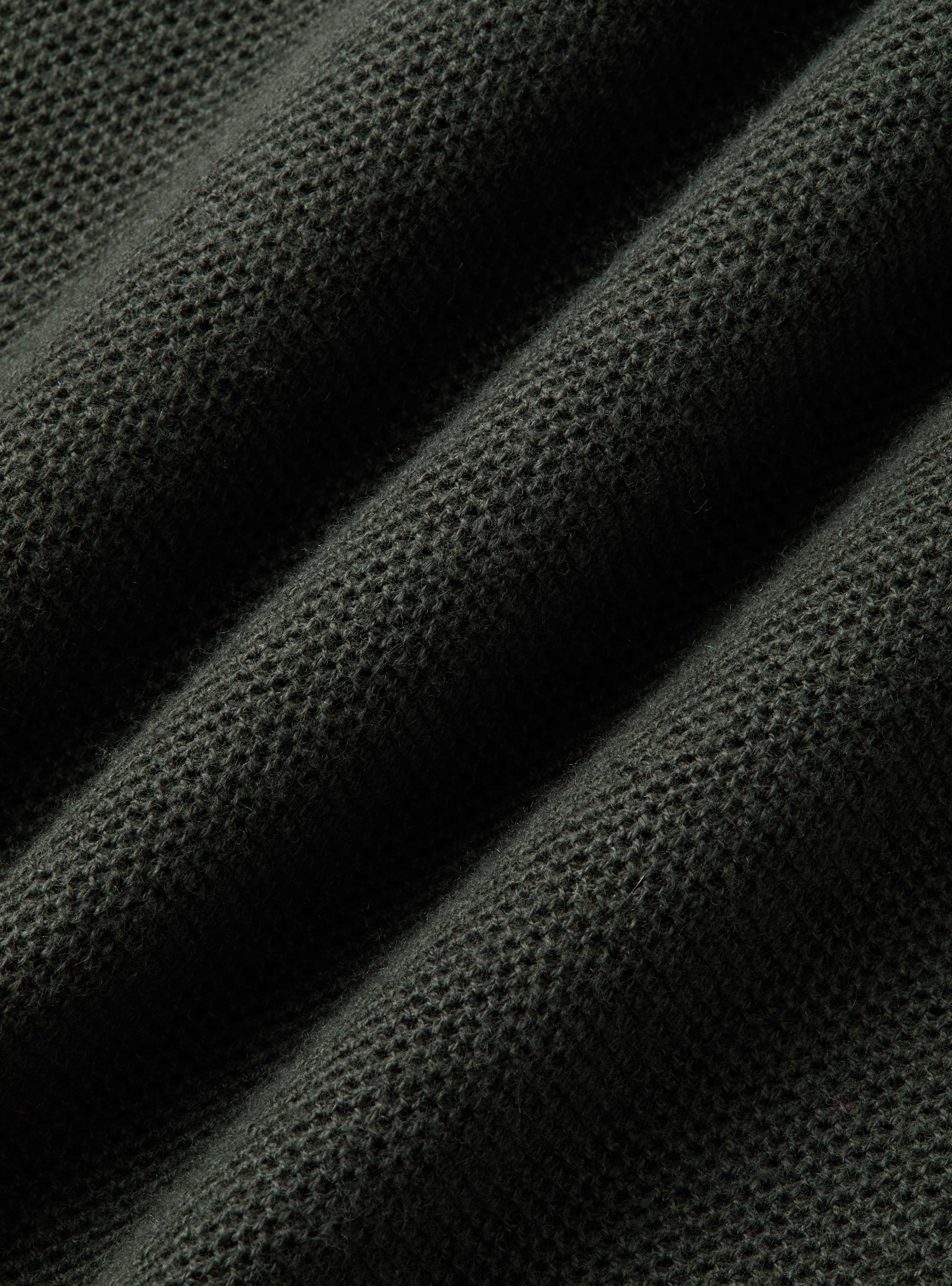 Maglia mock neck nido d'ape in cotone cashmere, MILITARE 0609C