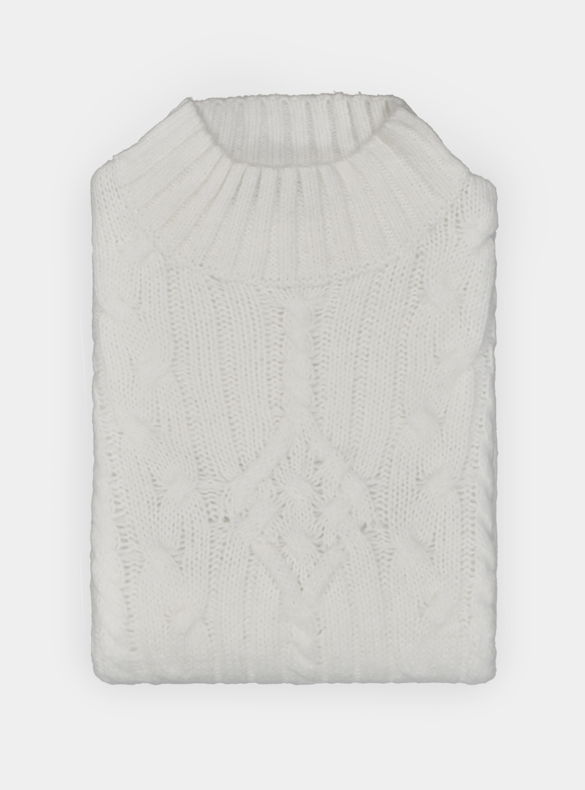 Maglia mock nek con treccia, BIANCO