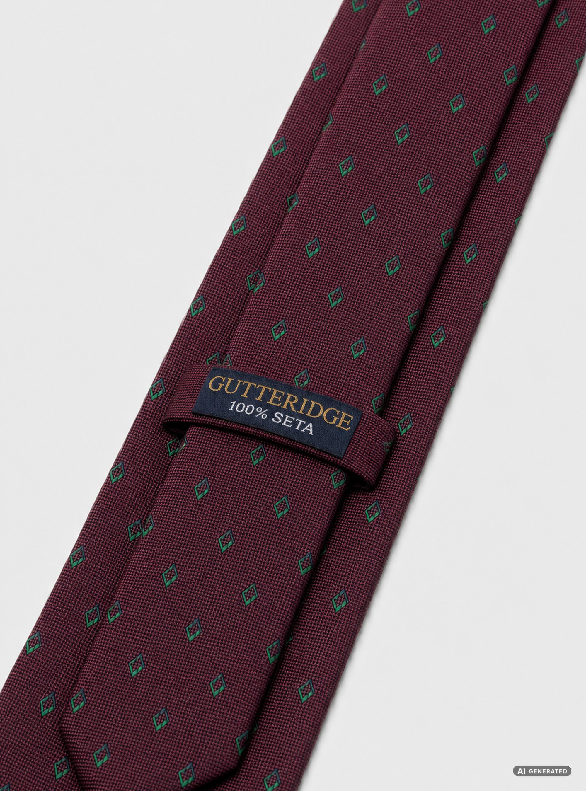 Cravatta in seta jacquard con microfantasia rombi, BORDEAUX 0311C