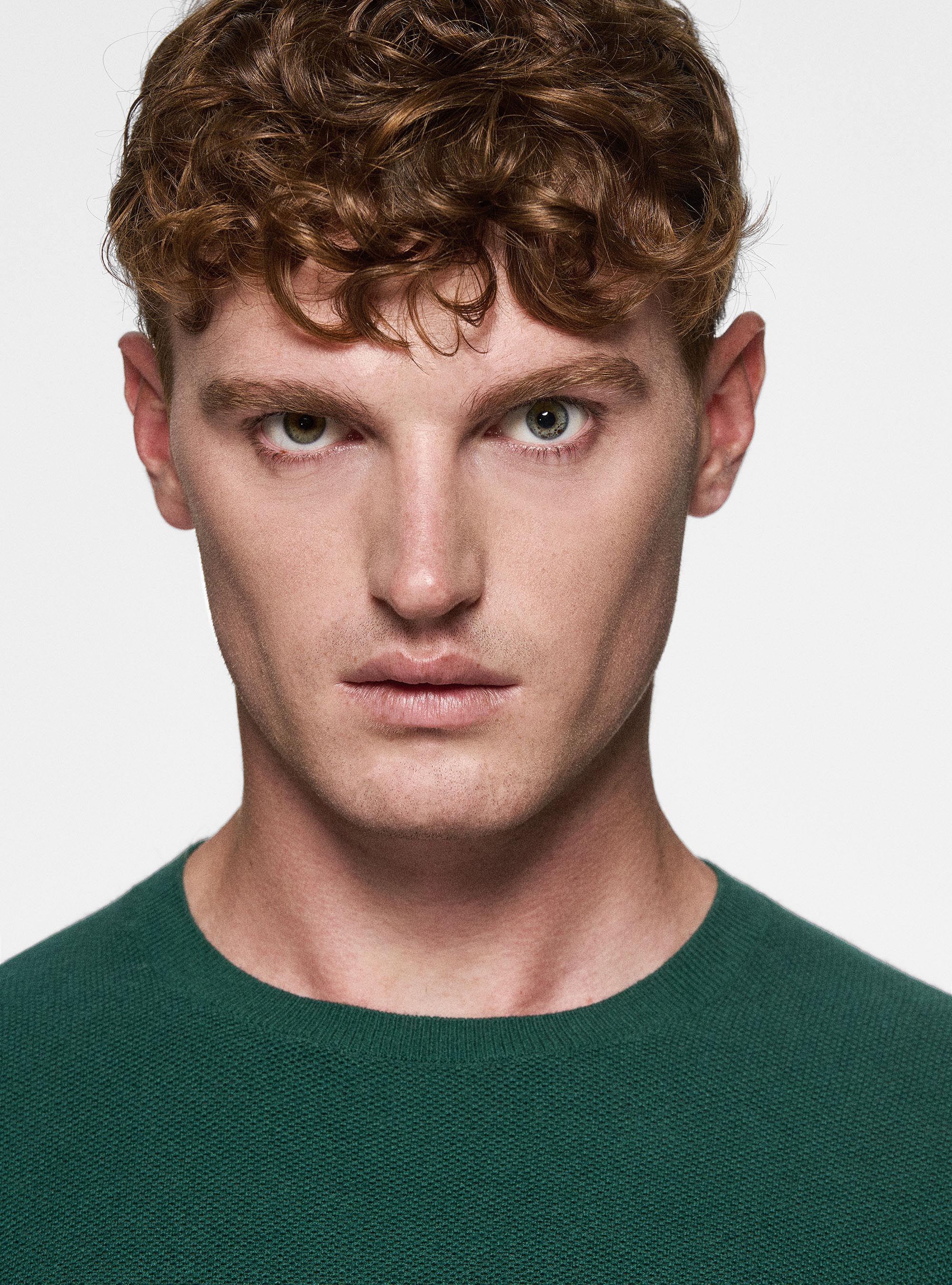 Maglia girocollo nido d'ape in cotone cashmere, VERDE