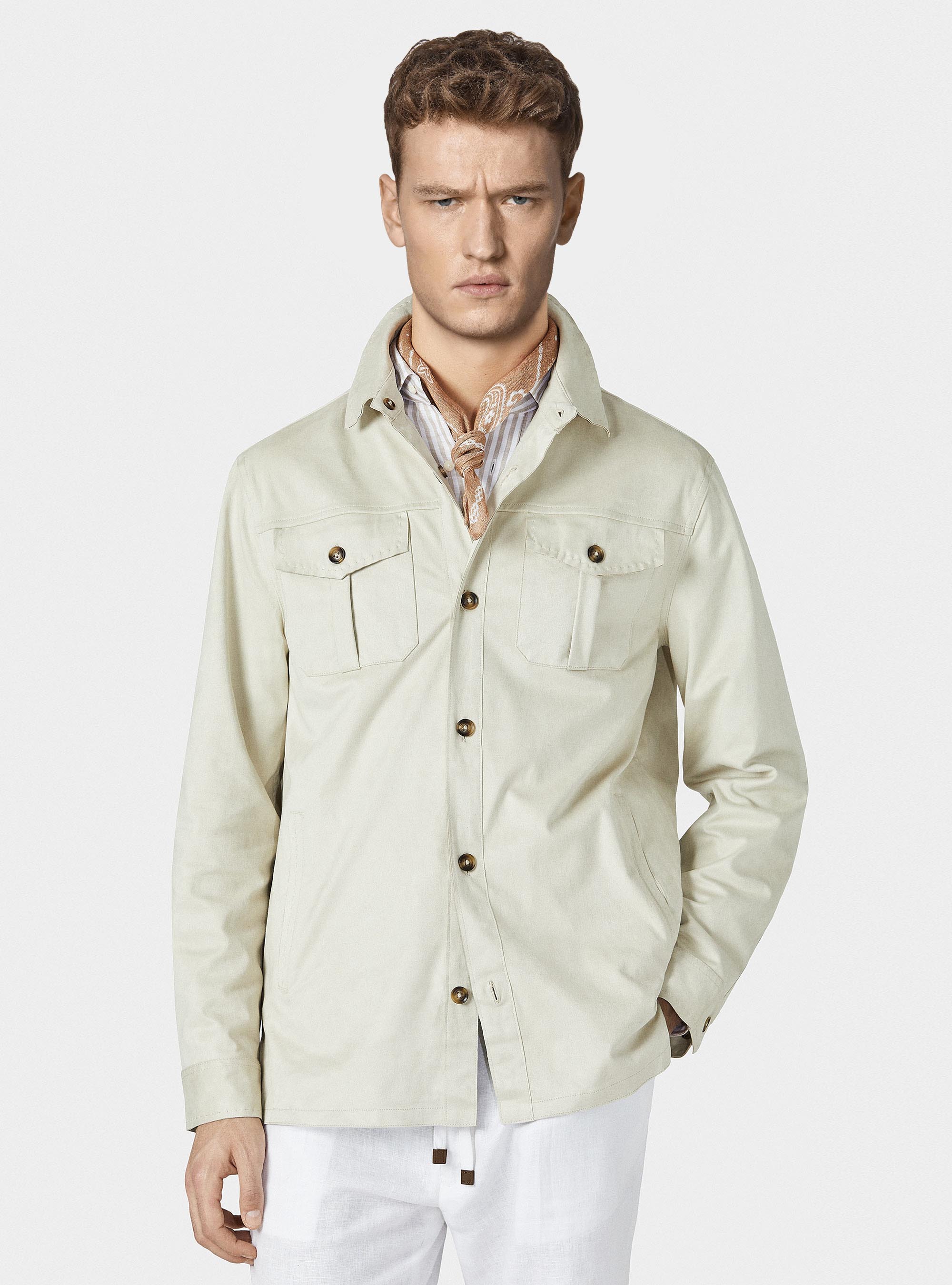 Gutteridge - Giacca camicia effetto scamosciato, Unisex, Ecru, Taglia: 44