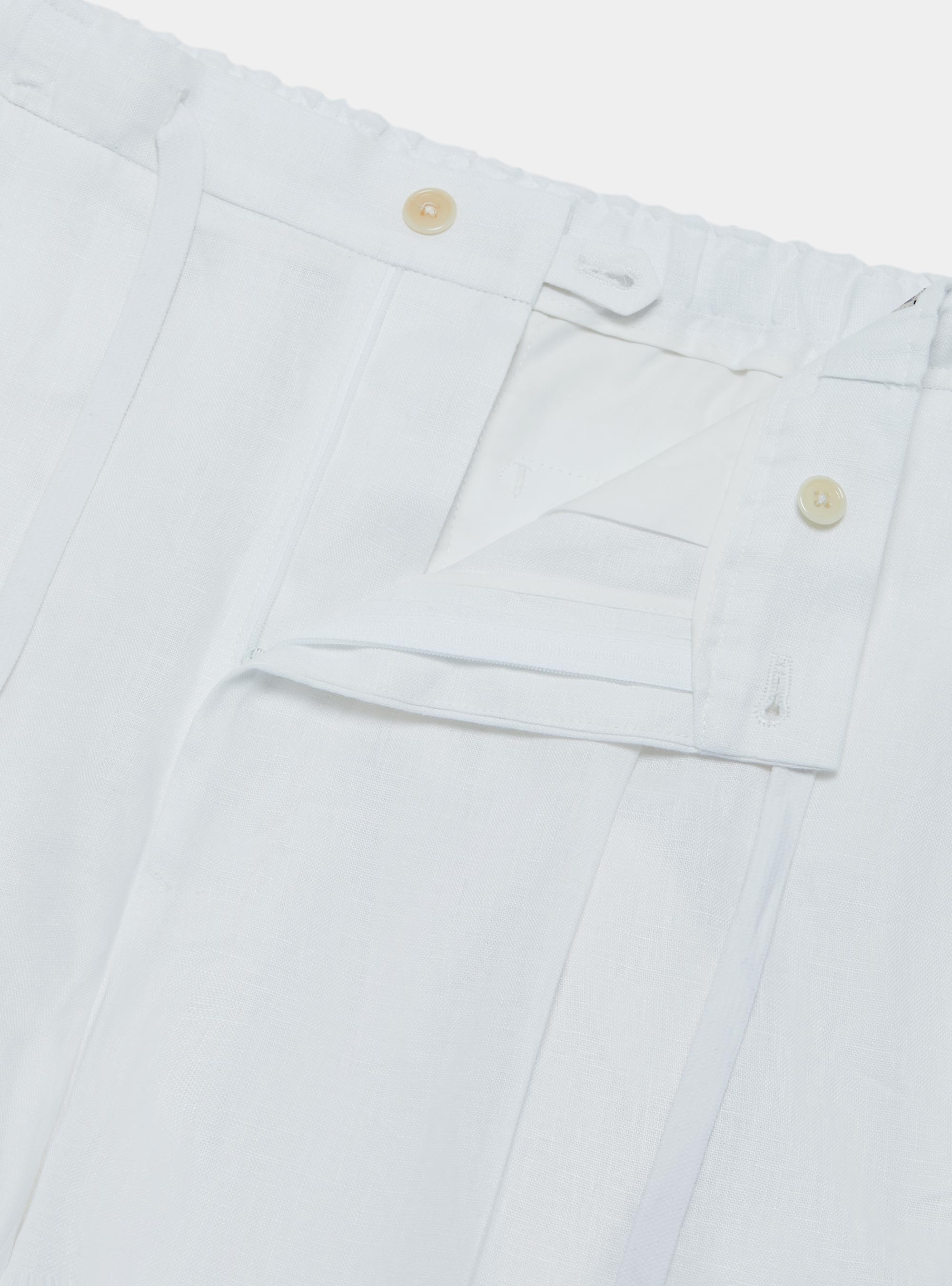 Pure linen trousers with drawstring, WHITE