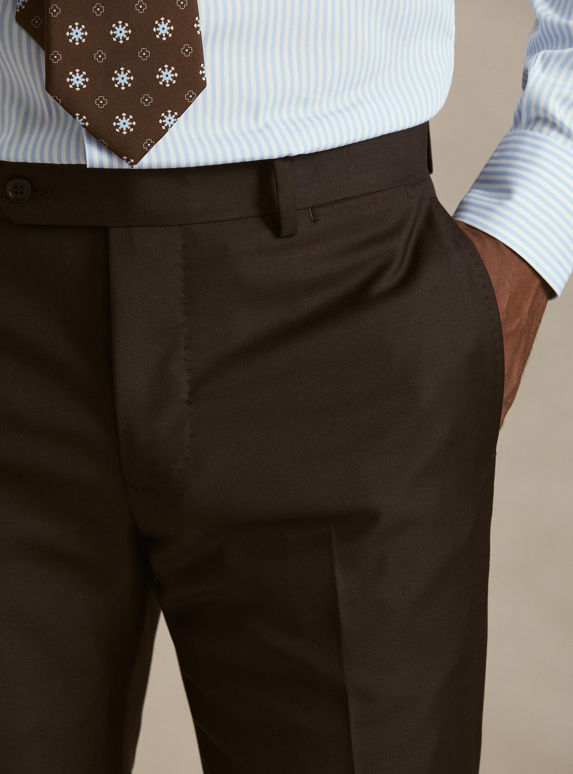 Suit trousers in pure wool by Vitale Barberis Canonico, MARRONE 0508C