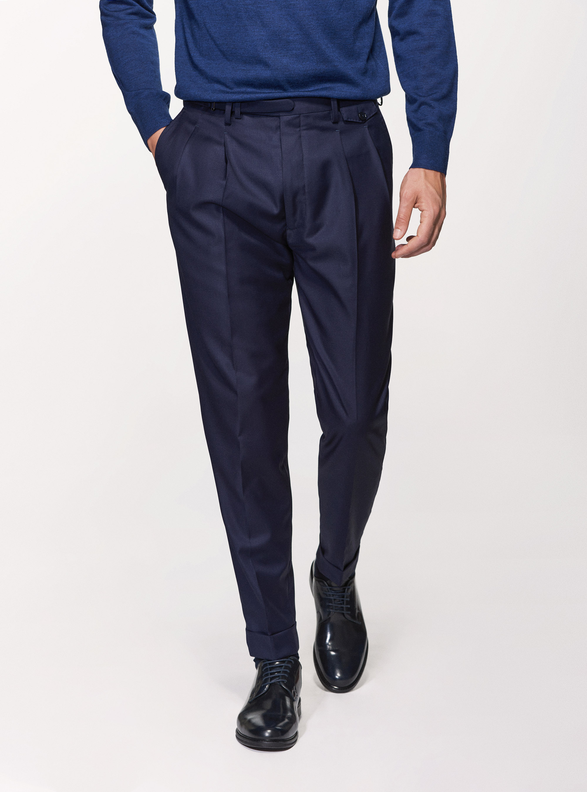 Pantaloni in pura lana superfine 110's Vitale Barberis Canonico, BLU NAVY