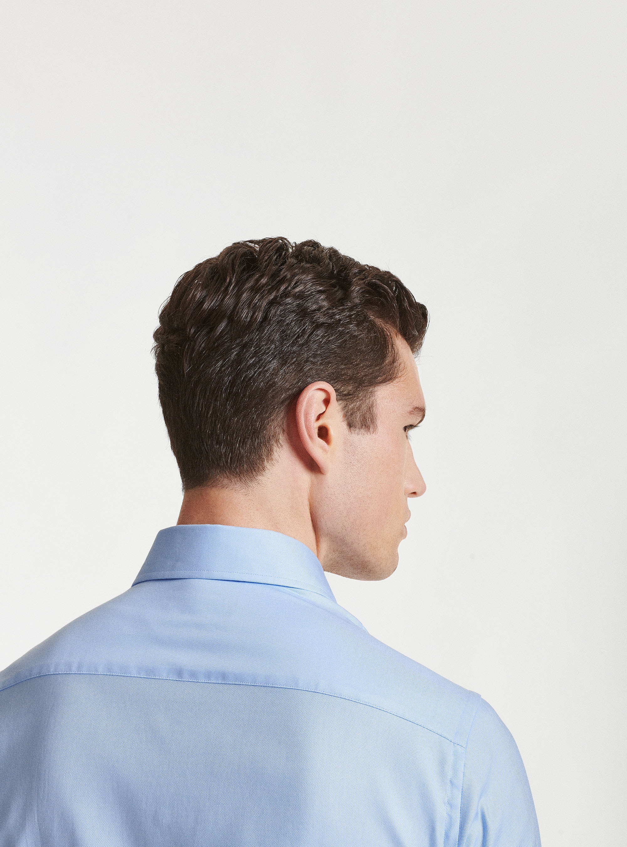 Oxford cotton French collar shirt, LIGHT BLUE