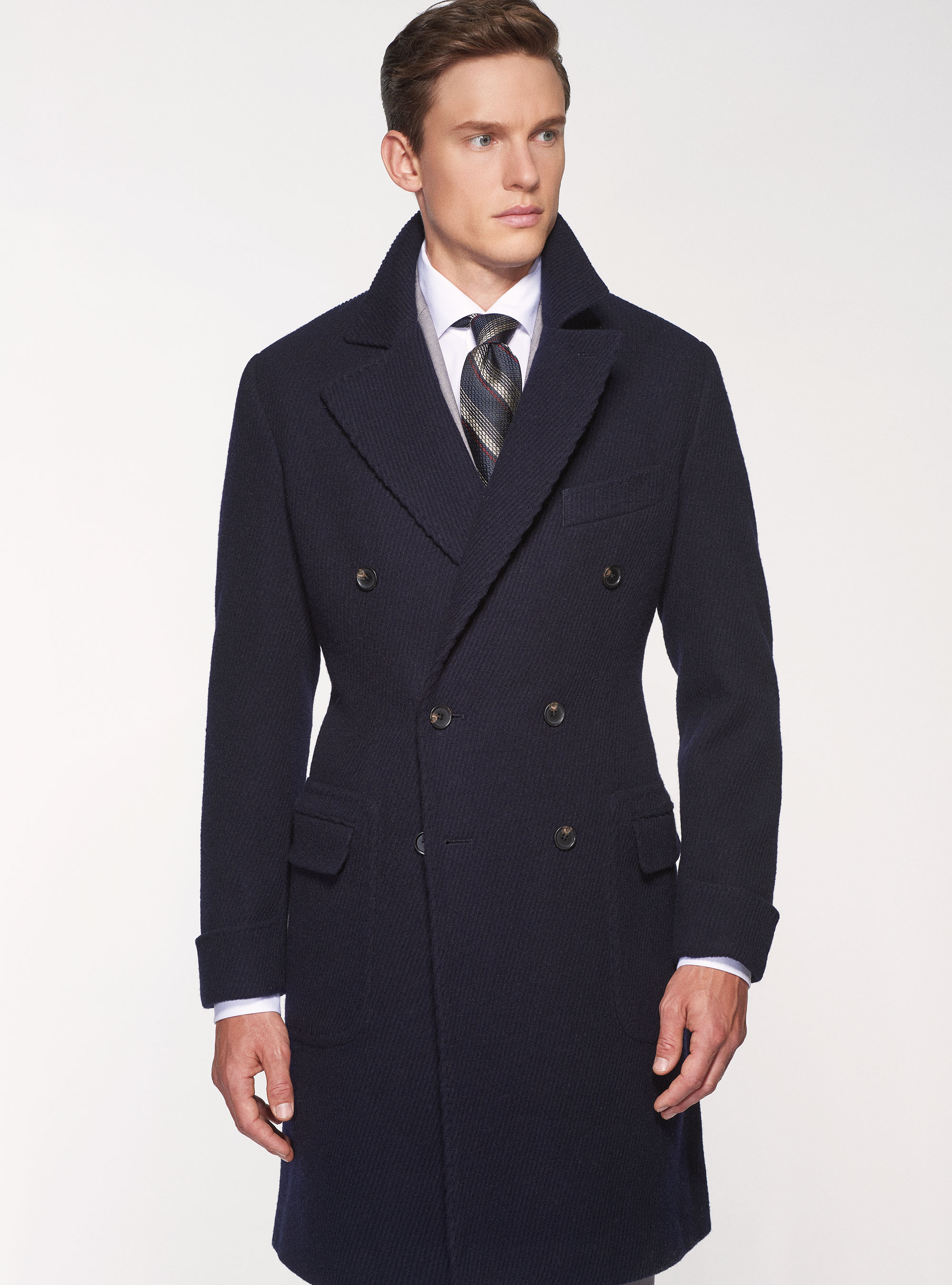 Navy double breasted coat outlet