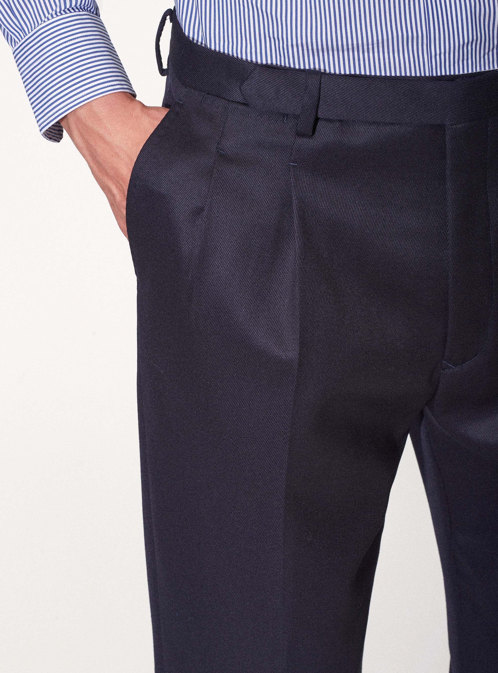 Pantaloni per abito in lana cover Vitale Barberis Canonico, BLU NAVY