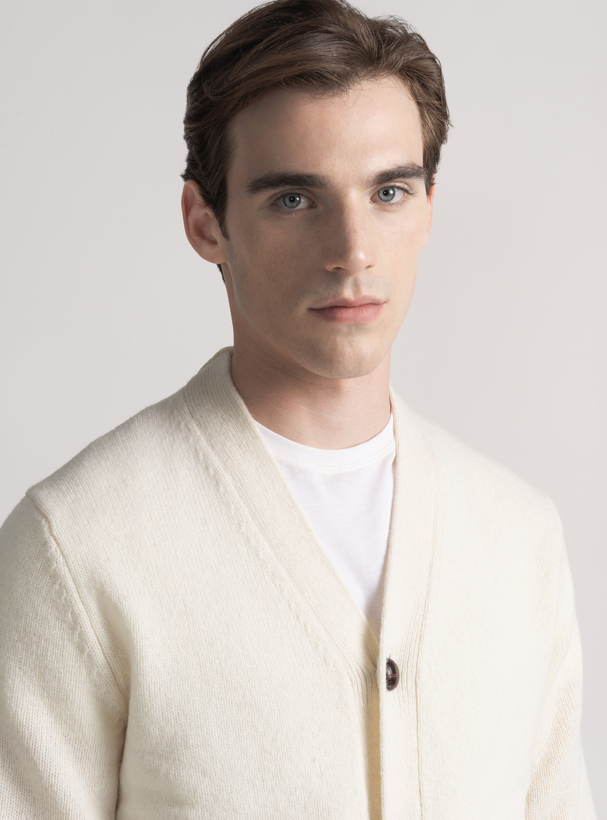 Chaqueta de punto de lana Shetland, BLANCO