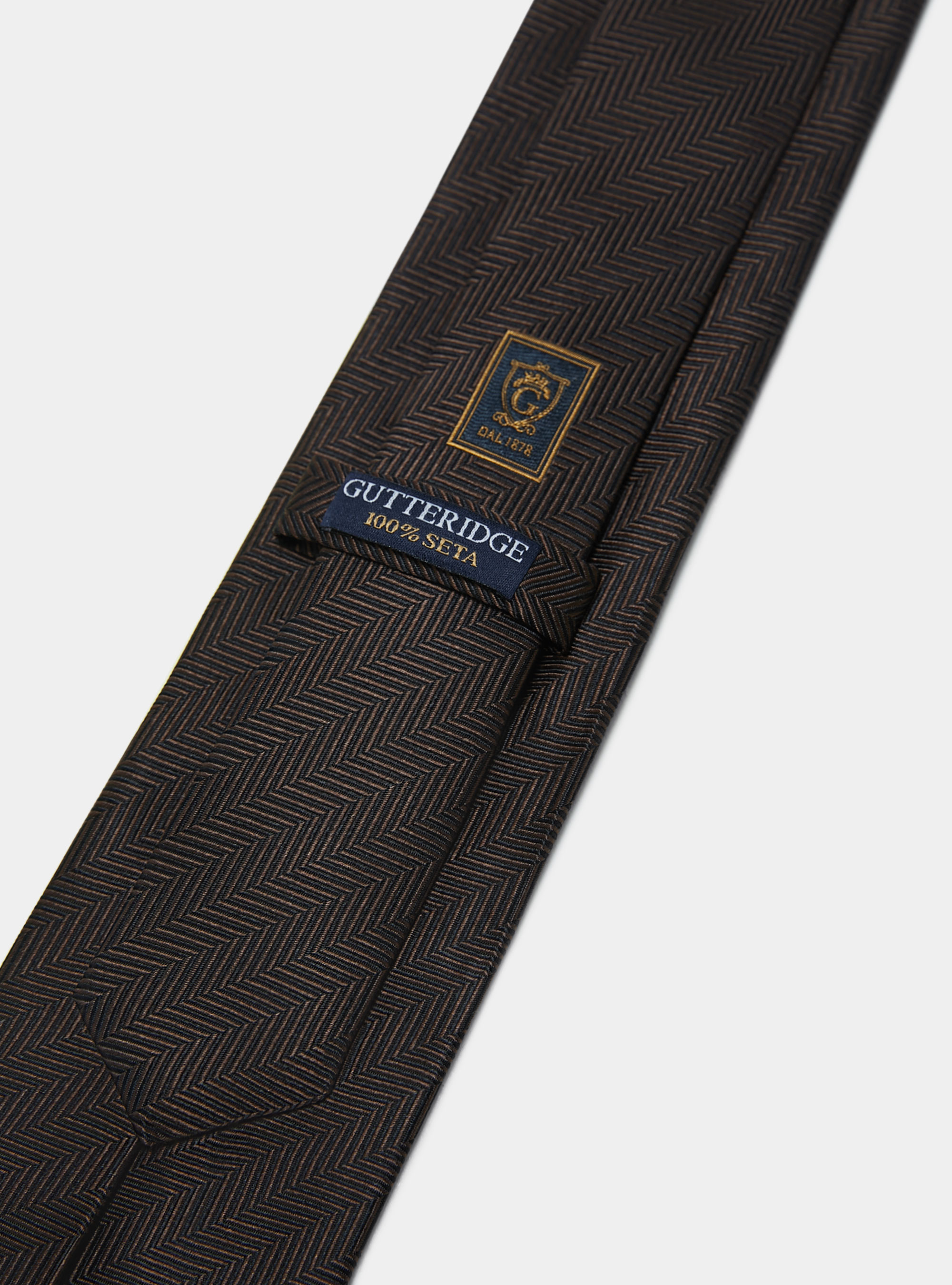 Cravate en soie à chevrons, MARRON