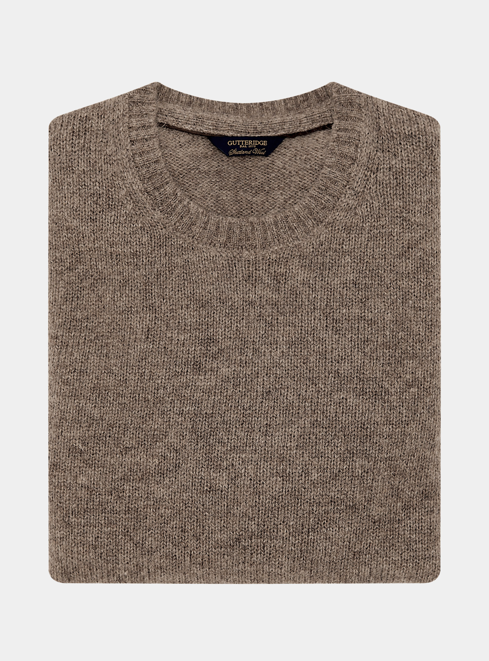 Pure Shetland wool crewneck sweater, MUD